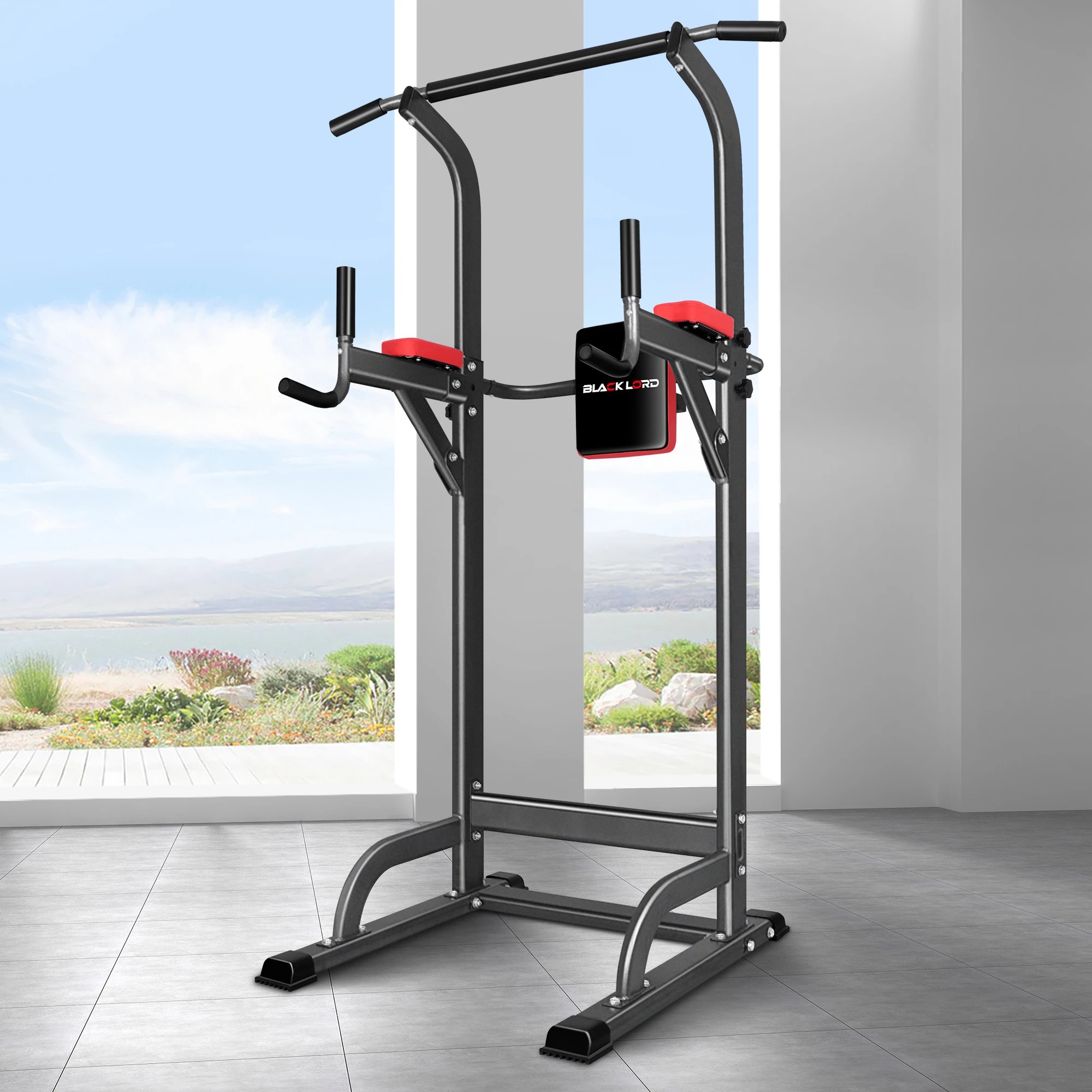 2 Black Lord Power Tower Chin Up Bar Push Pull Up Weight Bench Gym Station, 2 of 7