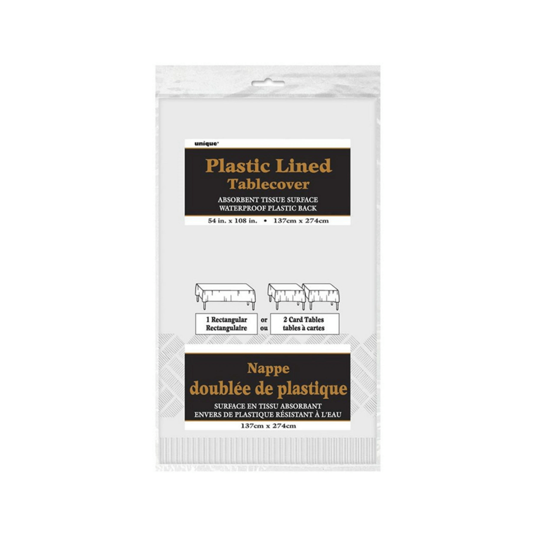 3 Unique White Rectangular Tissue Tablecloth with Plastic Lining, 3 of 3