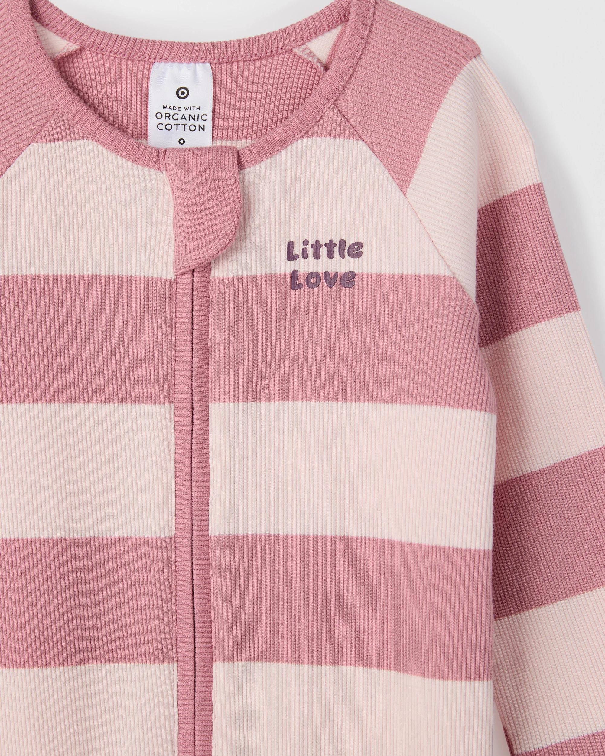 2 Target Baby Baby Organic Cotton Rib Zip Footless Coverall MAUVE STRIPE, 2 of 2