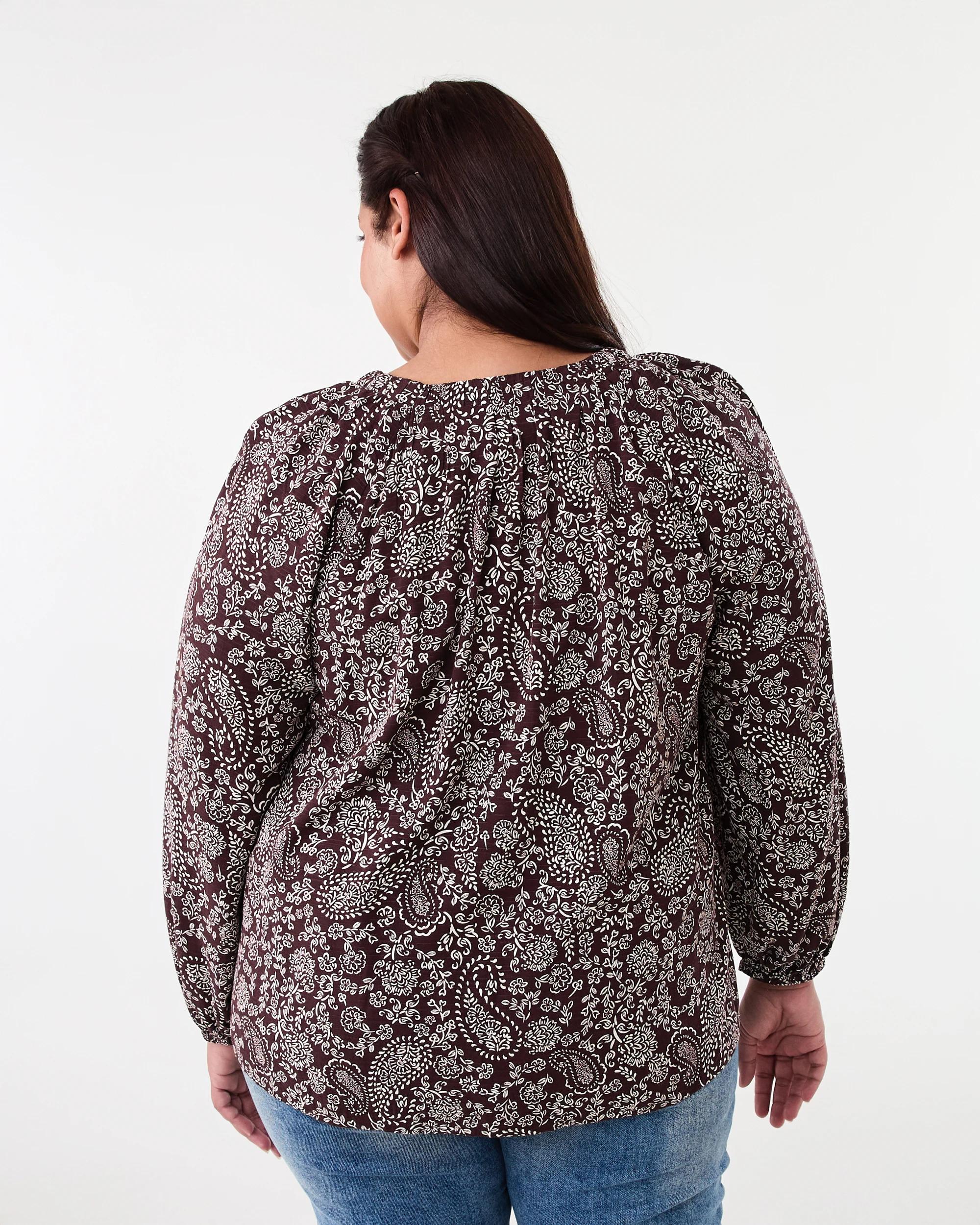 3 Curve Long Sleeve Gathered Blouse Soft Pais, 3 of 6