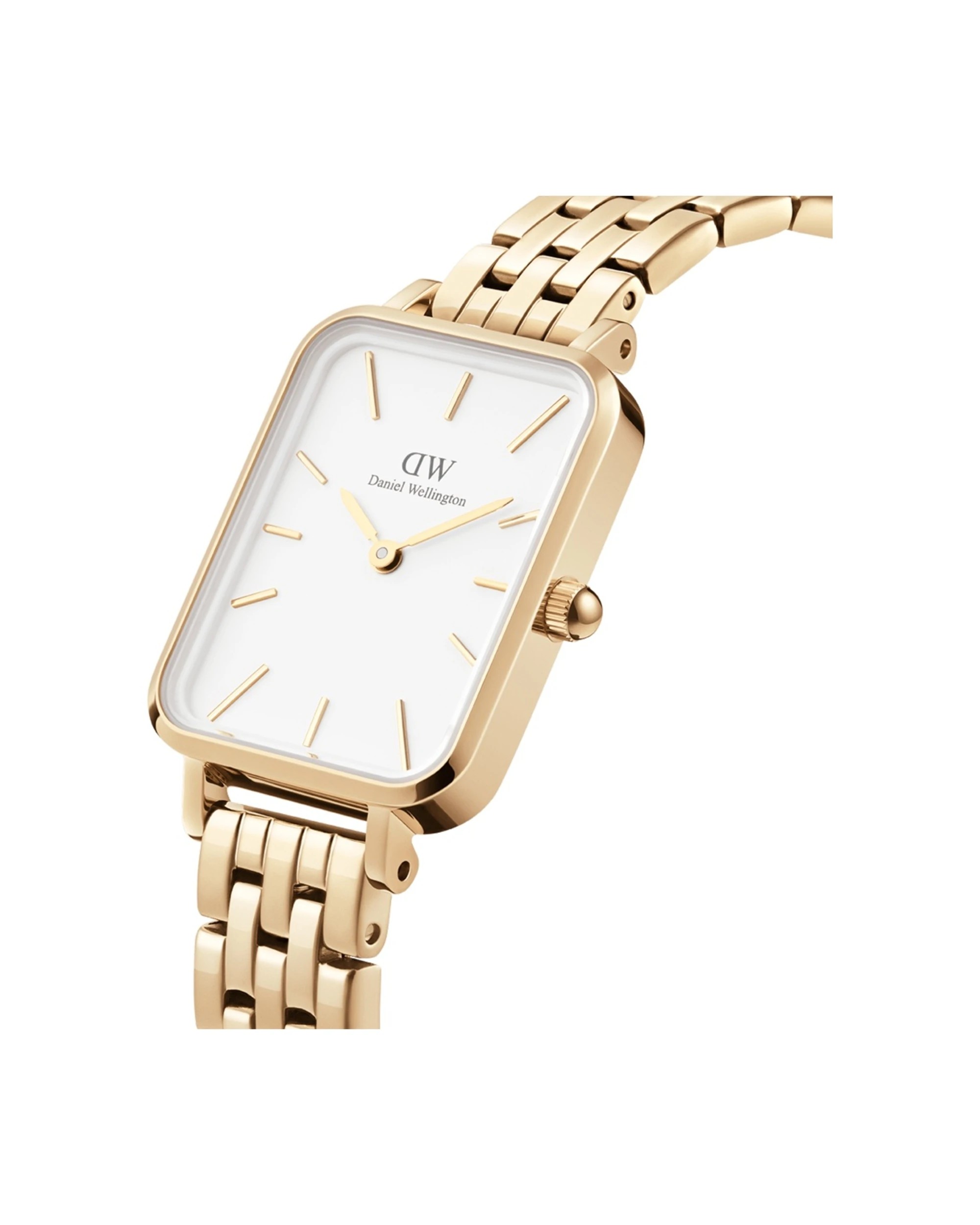 2 Daniel Wellington Quadro 20x26mm 5-Link Gold White Watch Elegant Design, 2 of 4