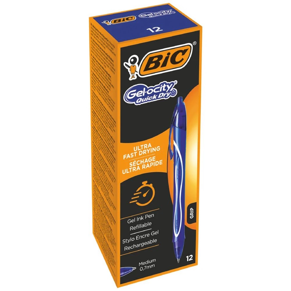 1 Bic Gelocity Quick Dry Gel Pen 0.7mm Blue 12 Pack, 1 of 6