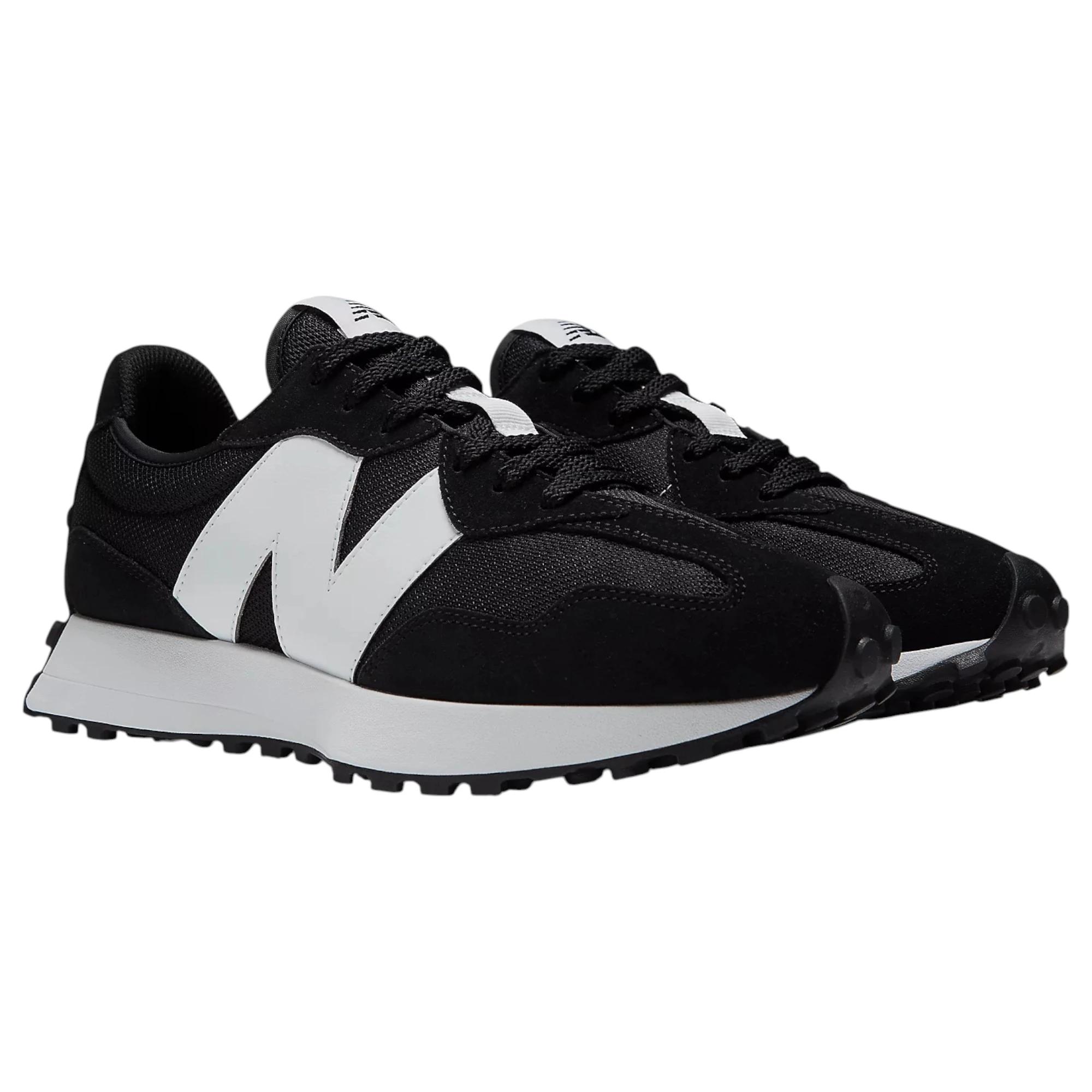 4 New Balance Mens 327 Athletic Shoes BLACK/WHITE, 4 of 6