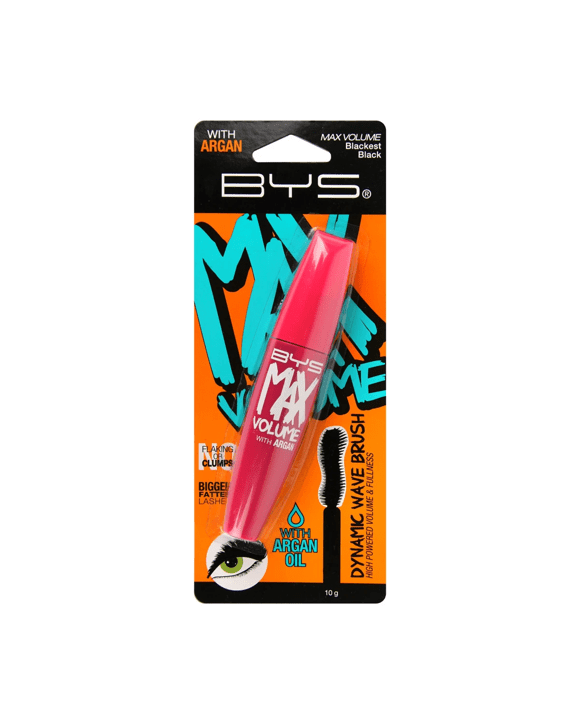 BYS Max Volume Mascara - 10g, Blackest Black