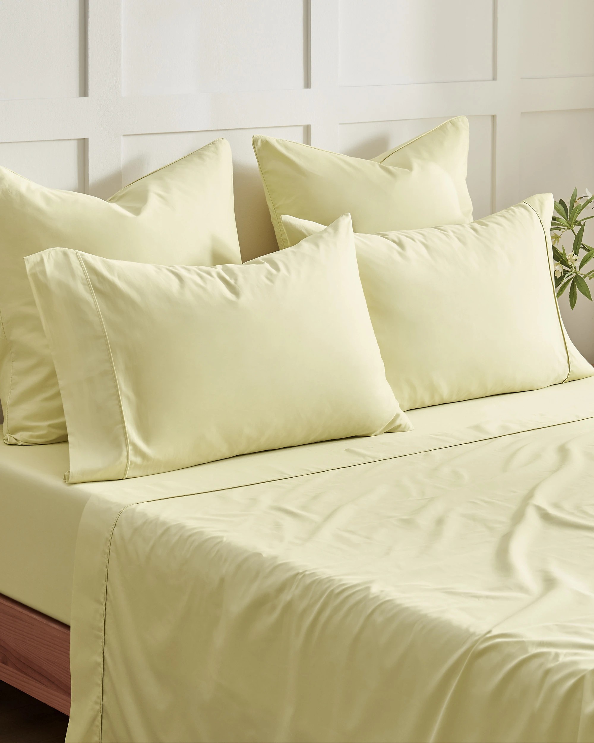 6 Dreamaker 400TC Premium Cotton Sateen Standard Pillowcase Twin Pack - Citron, 6 of 7