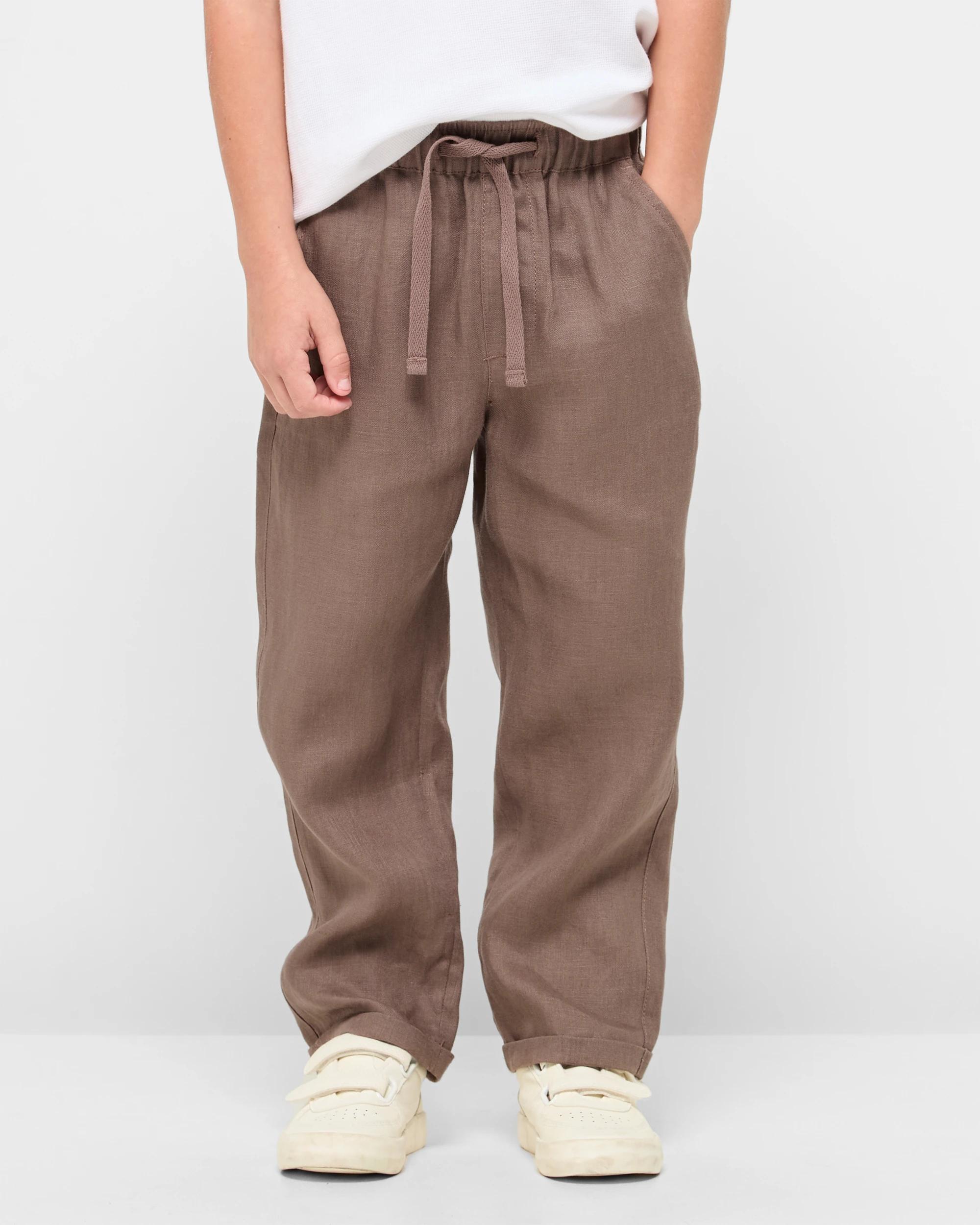 1 Target Kids European Linen Pants — Boys Size 5, Navy BROWN, 1 of 5