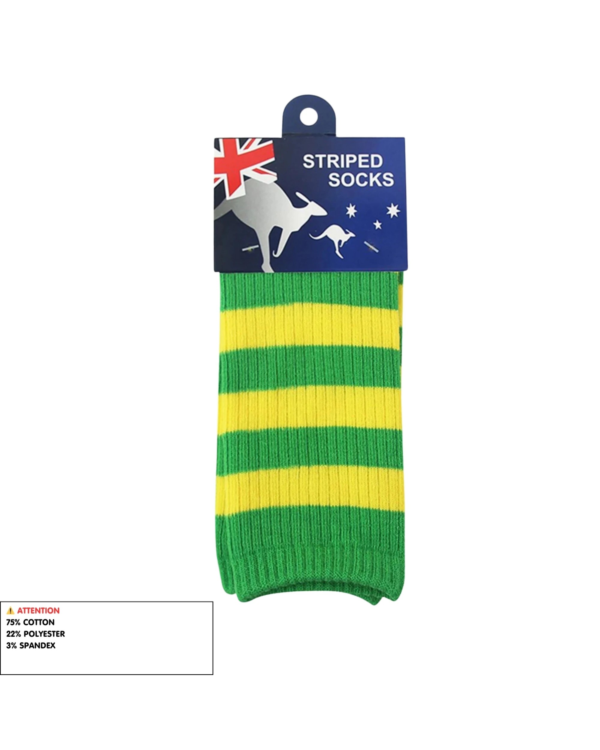 3 Party Planet Two Colour Striped Crew Socks 1 Pair - Green, 3 of 3