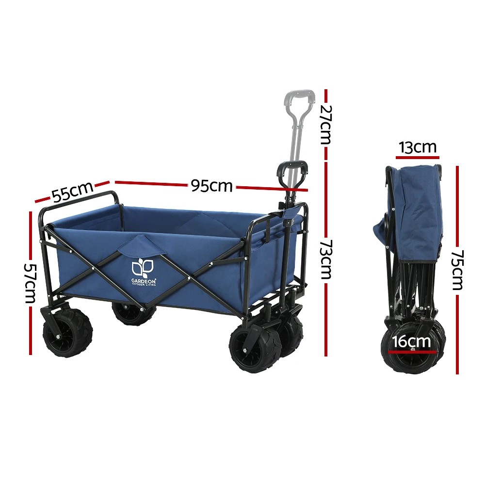 2 Gardeon Garden Cart Folding 120kg Trolley Camping Wagon Barrow Outdoor Beach - Blue, 2 of 8