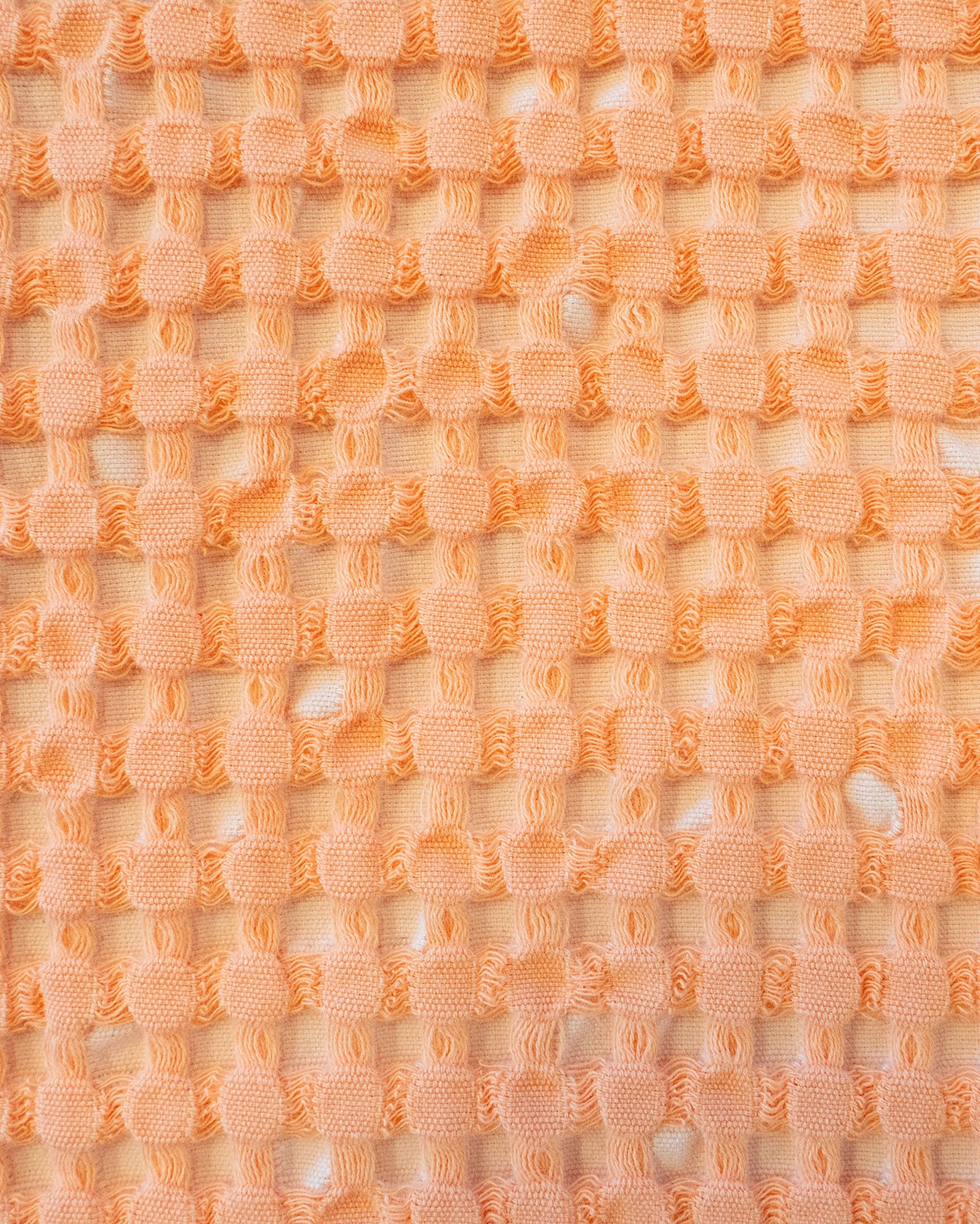 6 Bambury Dora Cotton Waffle Textured Throw Peach - Orange, 6 of 6