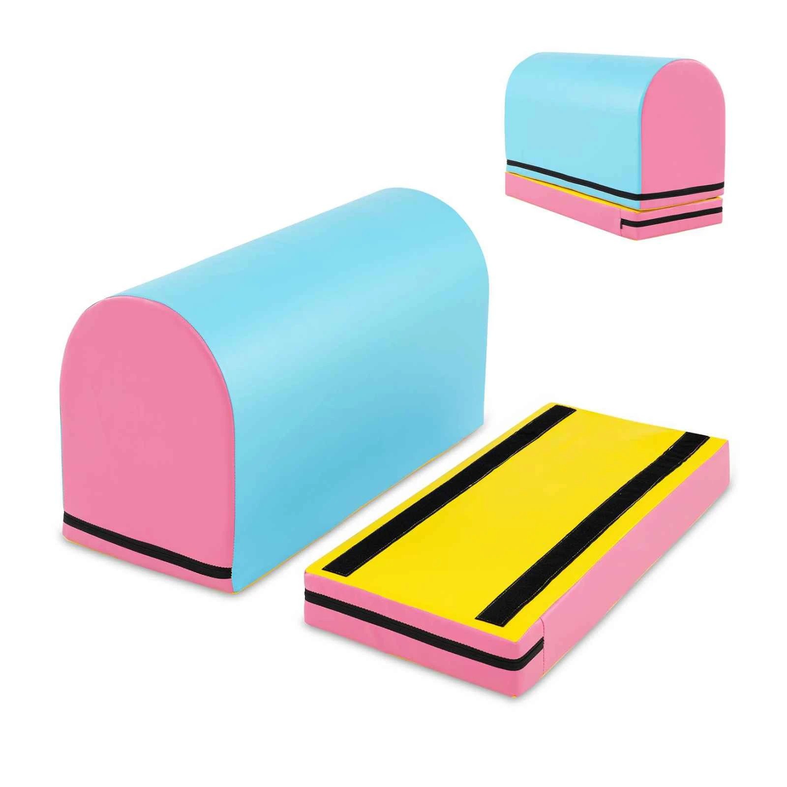 1 Costway Gymnastics Vaulting Box PU Leather Tumbling Aid Trainer - Multi, 1 of 1
