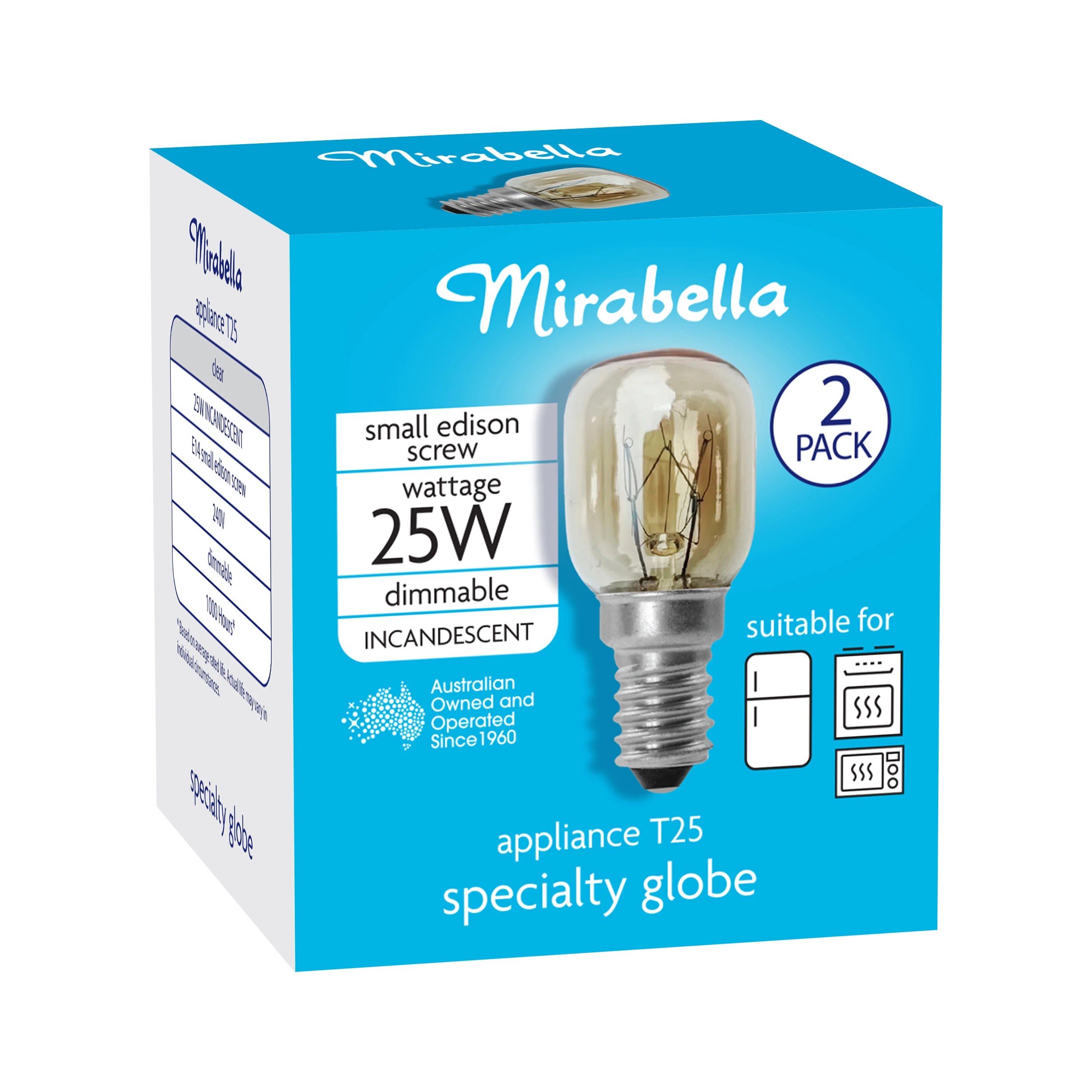 1 2 Pack I006875 Mirabella Appliance Pilot 25W Small Edison Screw Bulb, 1 of 6