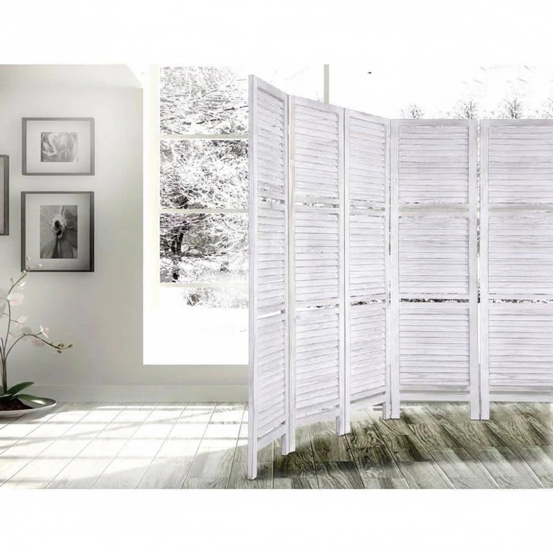 5 Artiss 8 Panel Room Divider Screen 326x170cm Shelf - White, 5 of 8