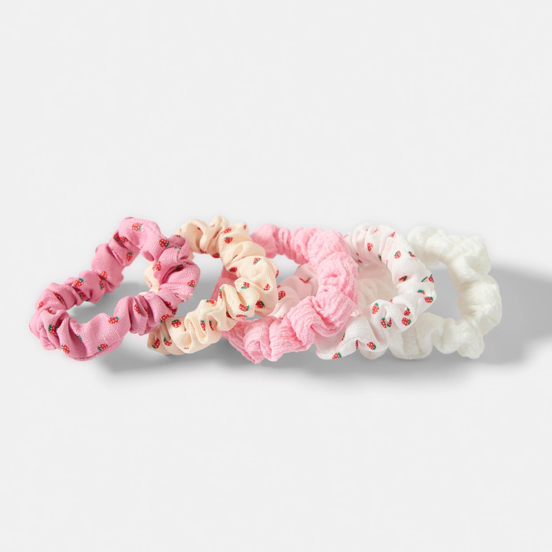 2 5 Pack Mini Strawberry Print Hair Scrunchies, 2 of 5