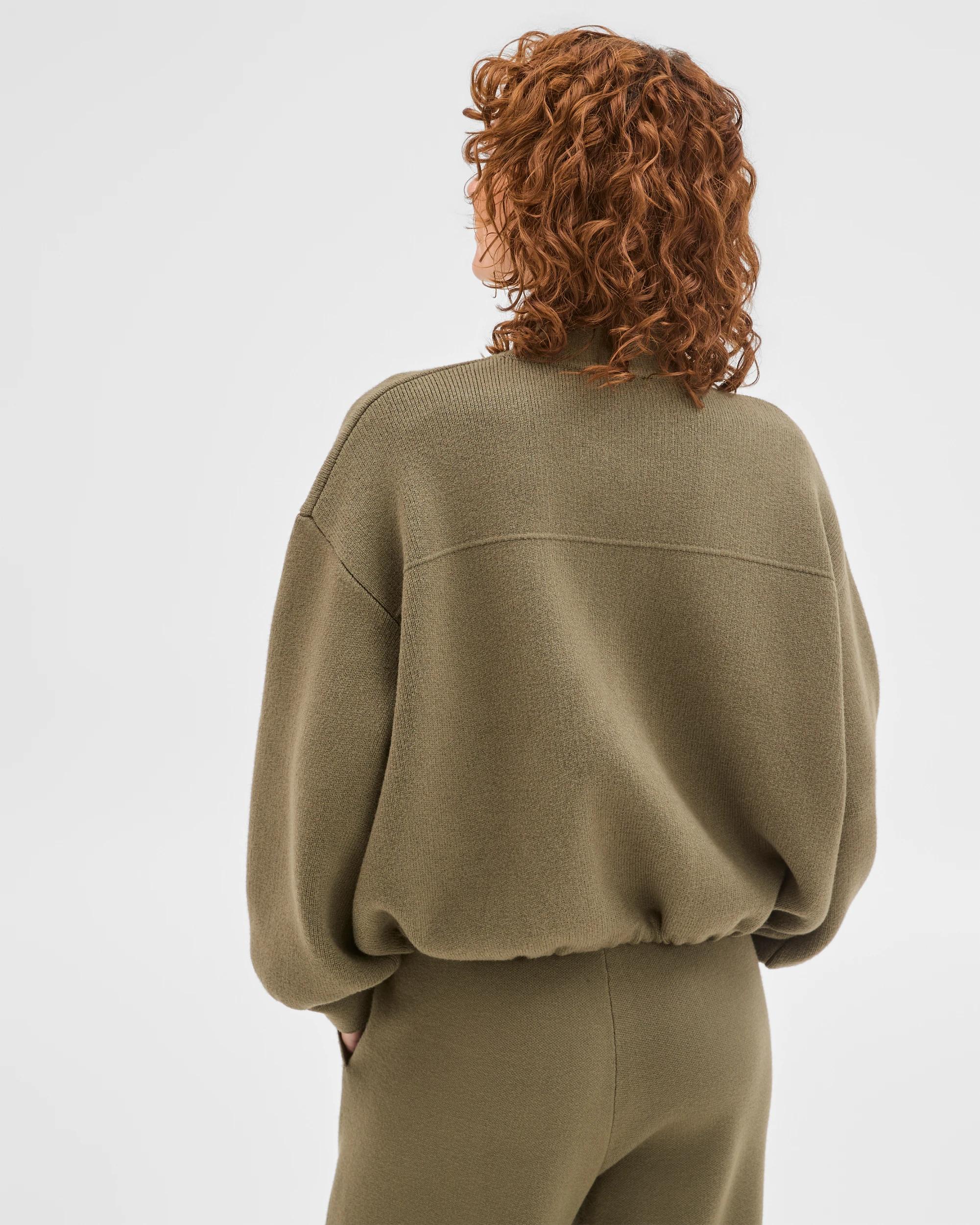 7 Target Woman Clean Knit Button Through Bomber Jacket DUSTY OLIVE, 7 of 7