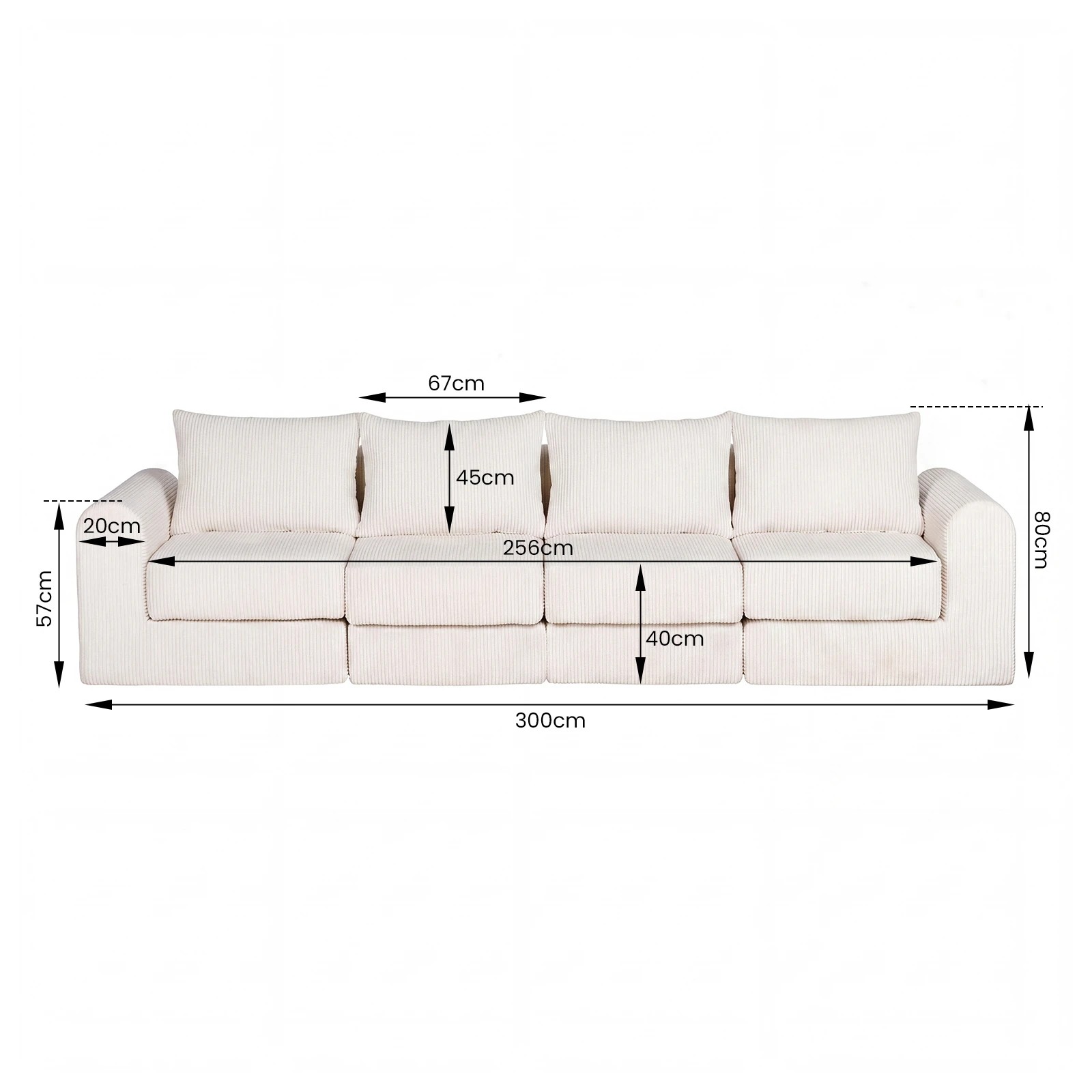 2 Advwin 300cm Modular Sectional 4 Seater Sofa Convertible Floor Sofa Bed Boneless Cloud Couch - Beige, 2 of 7