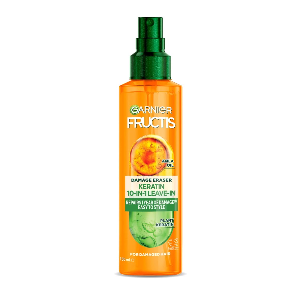 1 Garnier Fructis 10-in-1 Leave-In Damage Eraser Spray 150ml - Marula Oil and 2 Percent Keratin Repair Complex, 1 of 9
