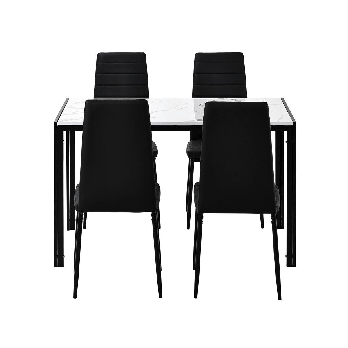 7 Ausway Marble Dining Table Set 4 Chairs Faux Marble Large Glossy Desk, 7 of 7