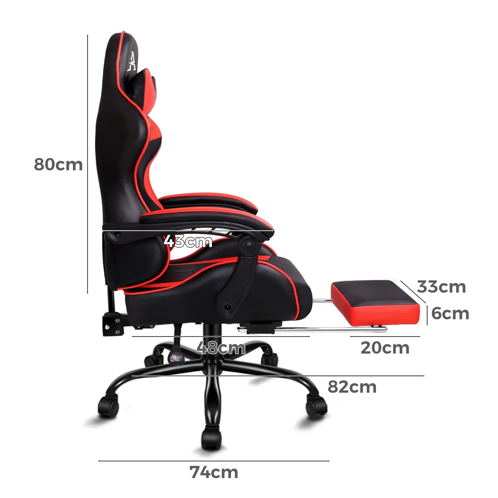 4 Alfordson Gaming Chair Office Massage Computer Racing Seat PU Leather - Red, 4 of 10