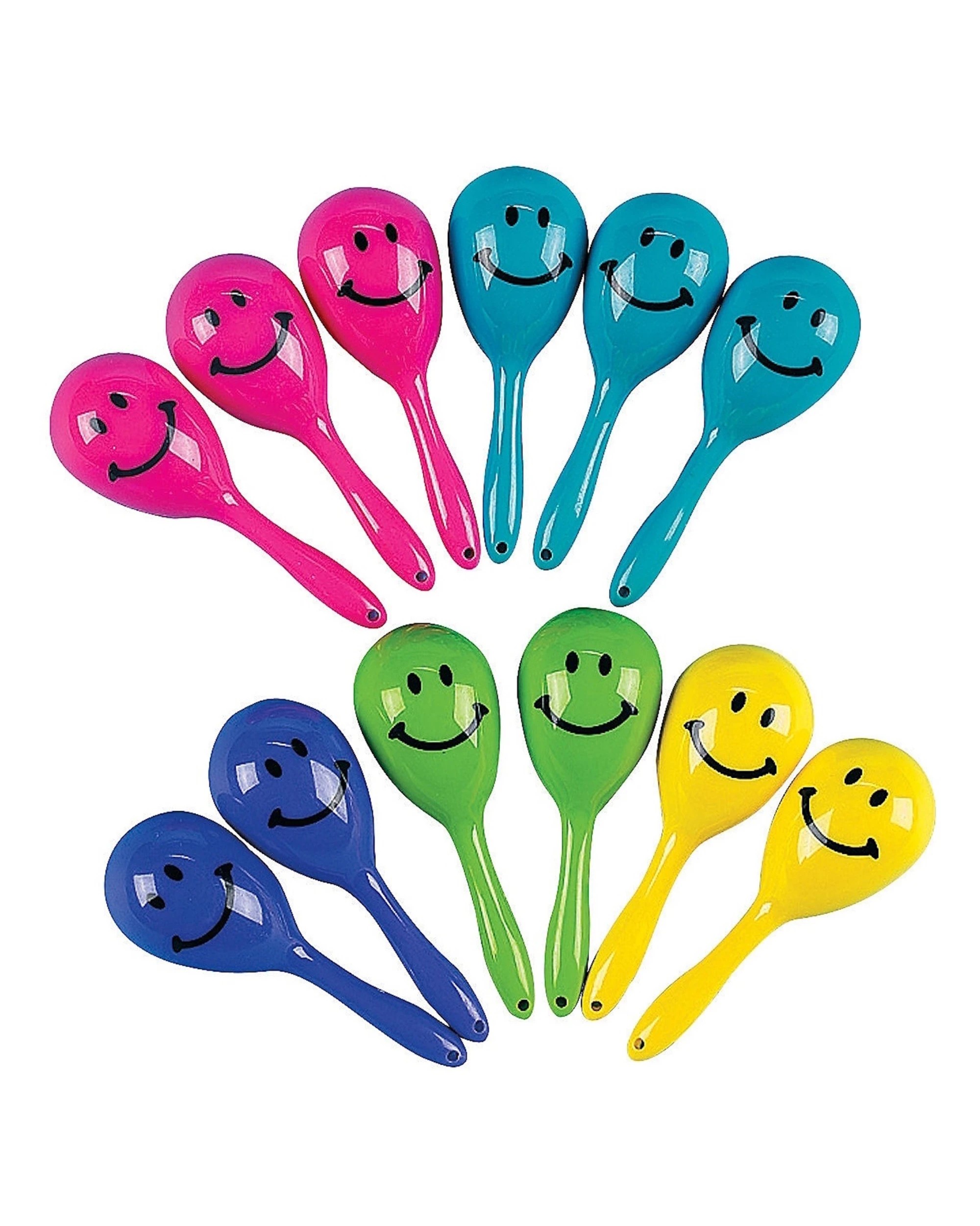 2 Partyrama Bright Smiley Face Mini Maracas Pack of 12, 2 of 2