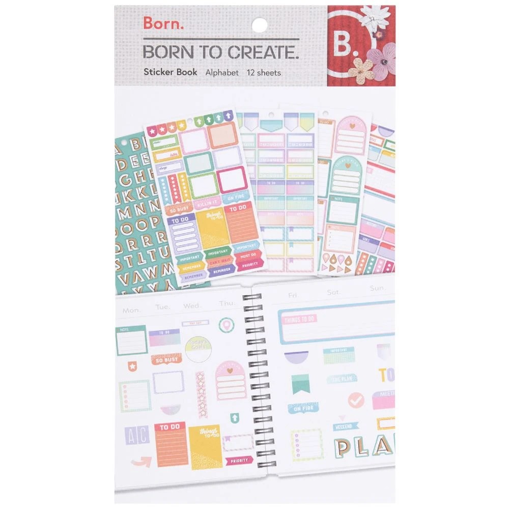 1 Born Large Sticker Book 12 Sheets Alphabet, 1 of 2