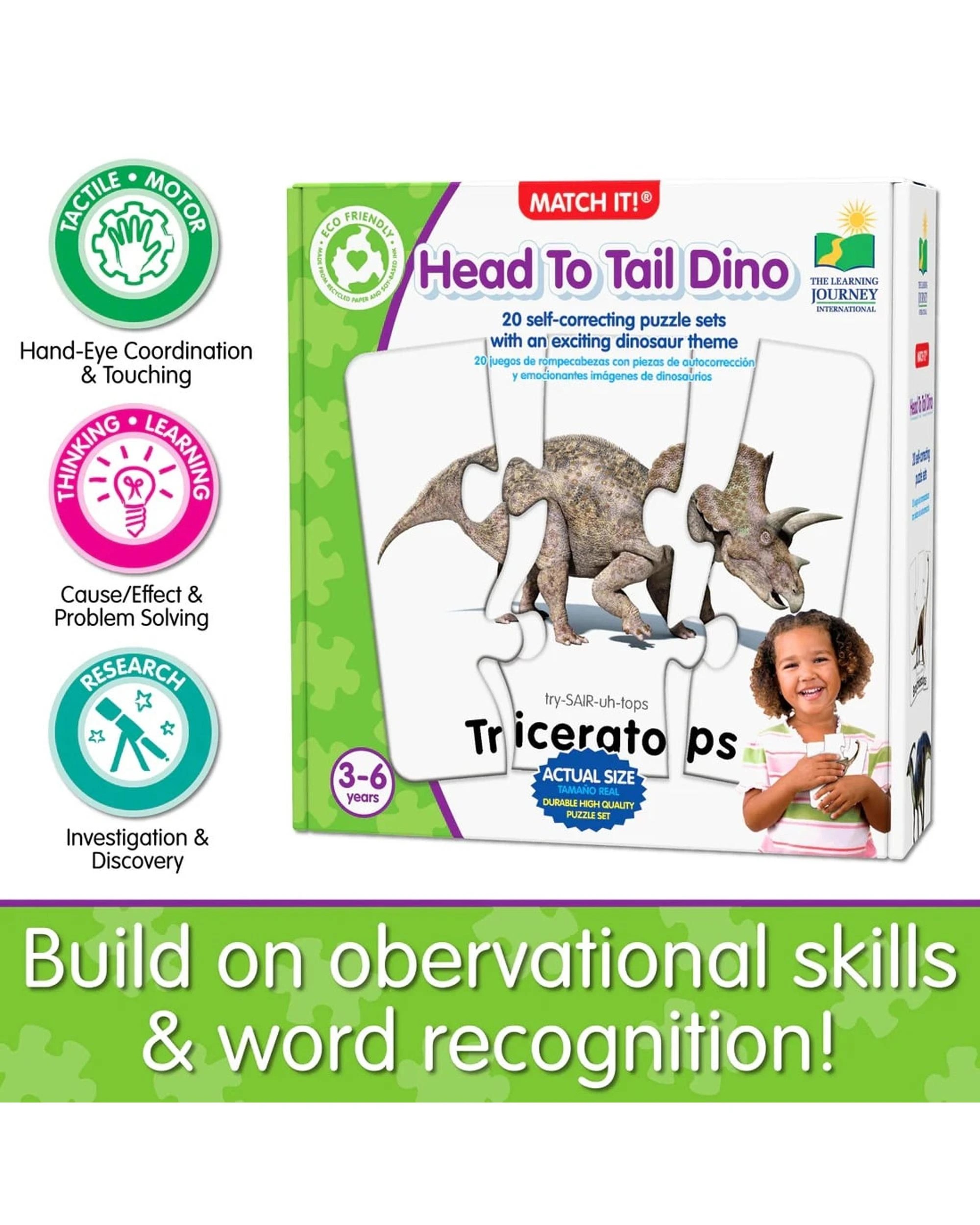 3 The Learning Journey Match It Head to Tail Dino, 3 of 6