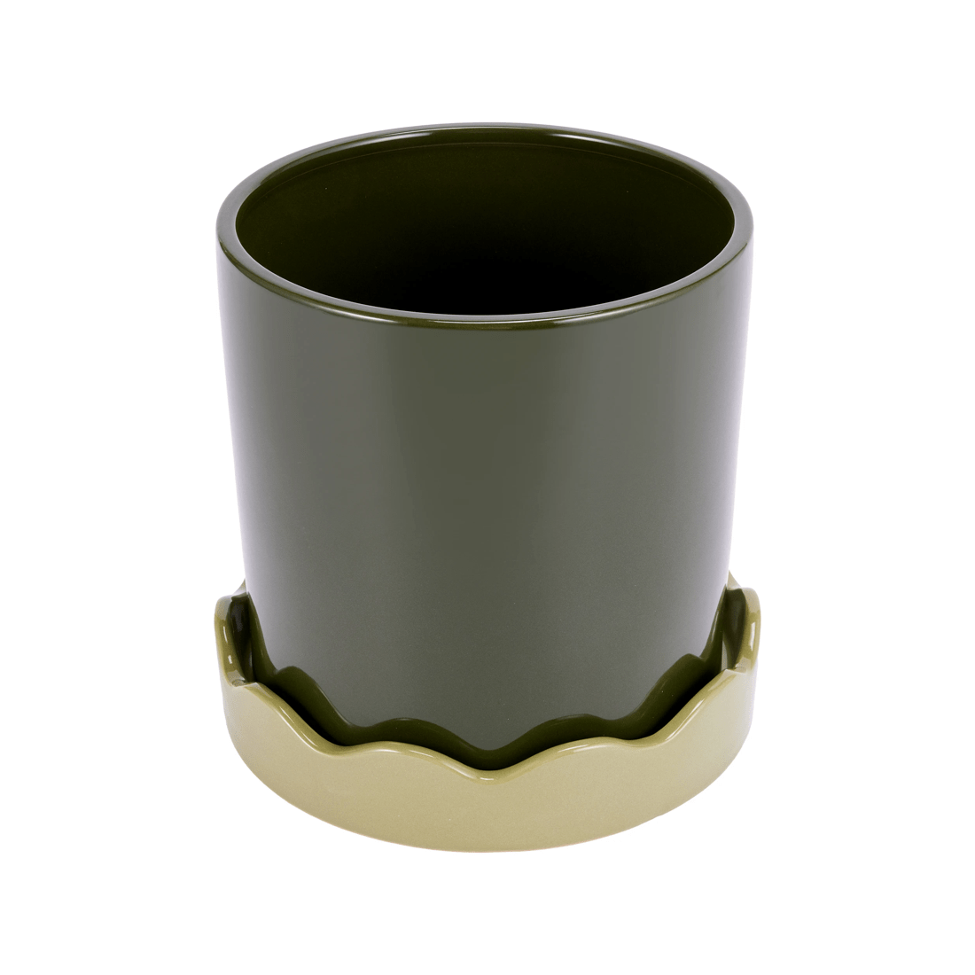 3 Green Glazed Pot with Saucer, 3 of 8