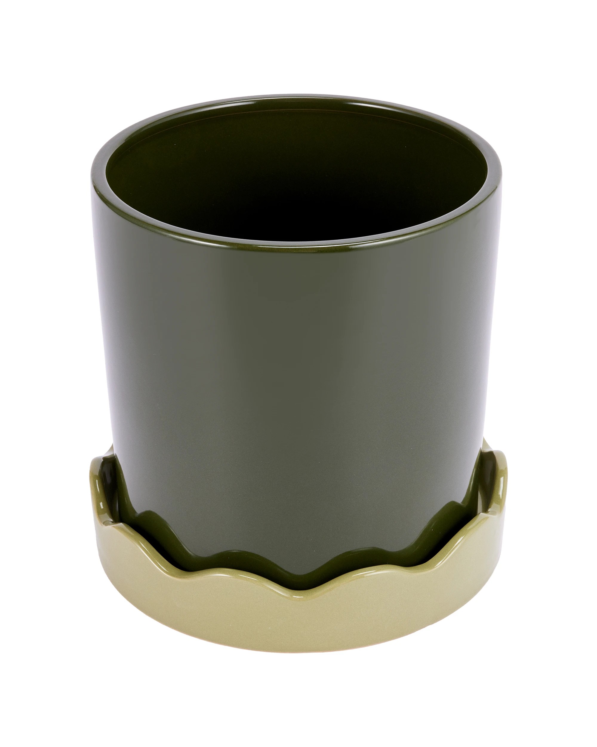 3 Green Glazed Pot with Saucer, 3 of 8