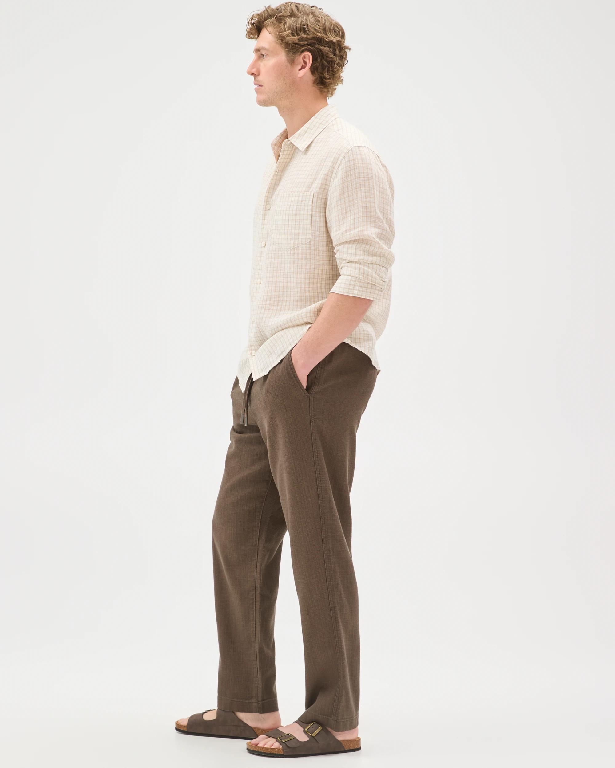7 Target Man Australian Cotton Elastic Waistband Relaxed Textured Pants TRUFFLE, 7 of 7
