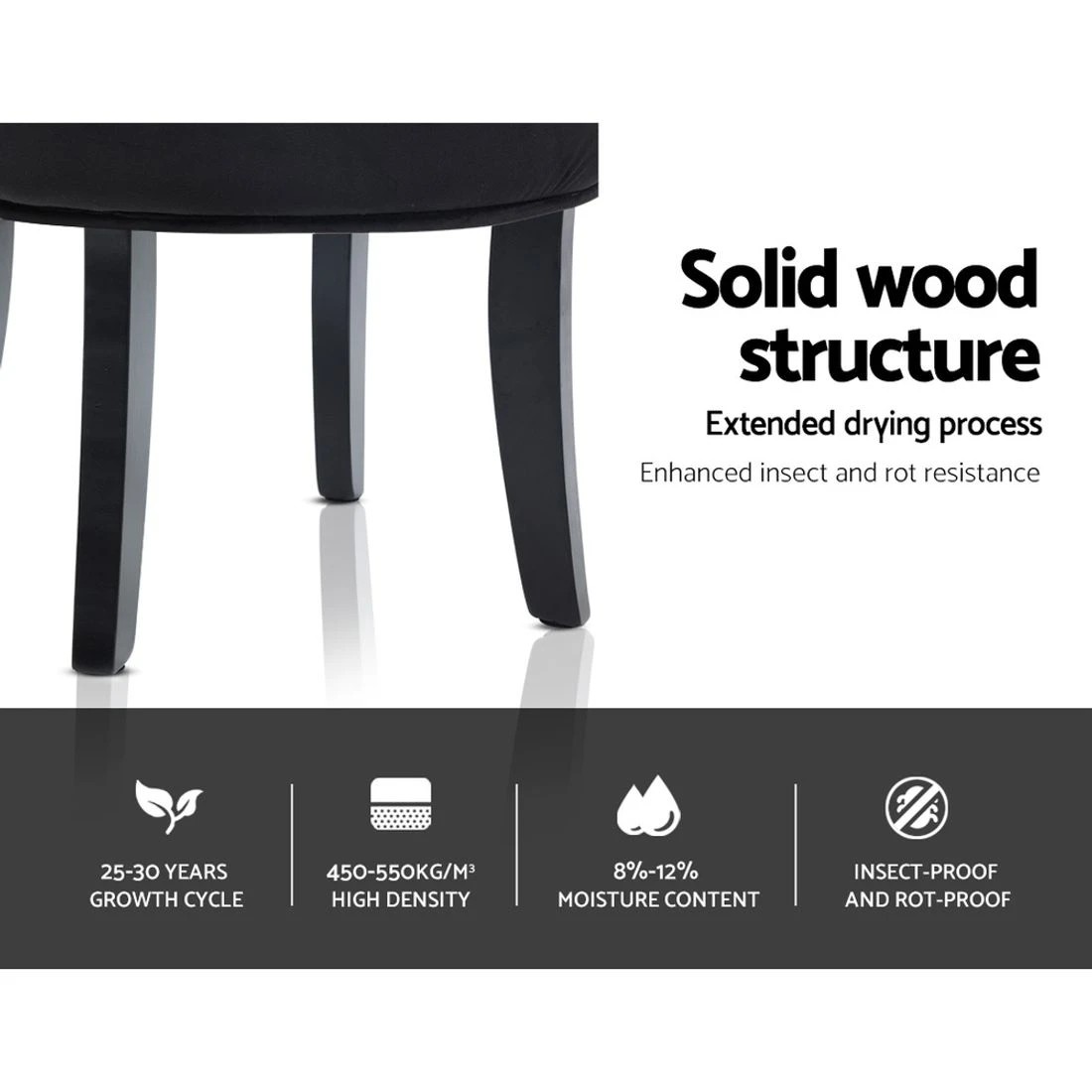 6 Artiss Vanity Stool Velvet  Abella - Black, 6 of 6