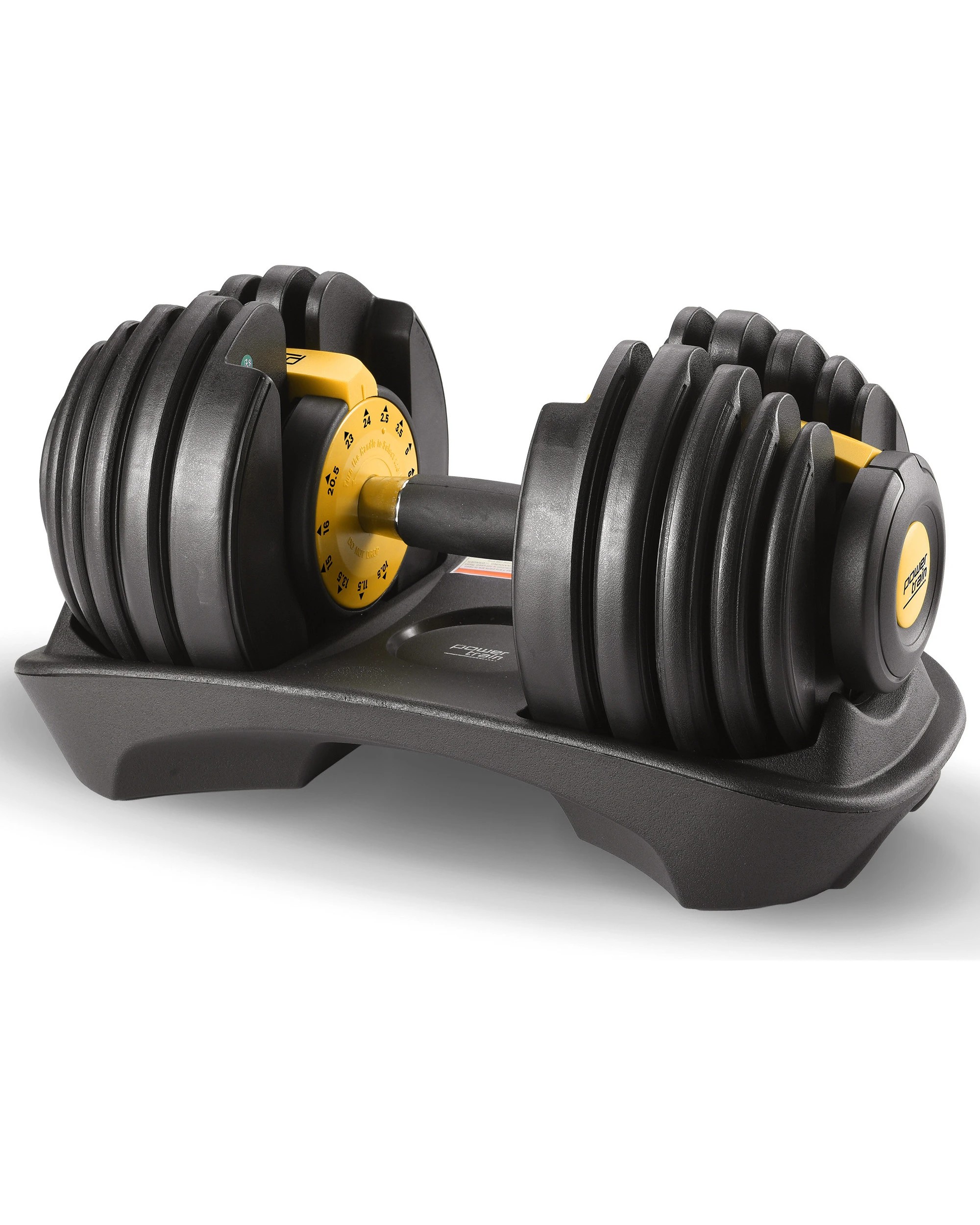 1 Powertrain 24kg Adjustable Dumbbell Home Gym Exercise Weights Free Workout Gold, 1 of 7