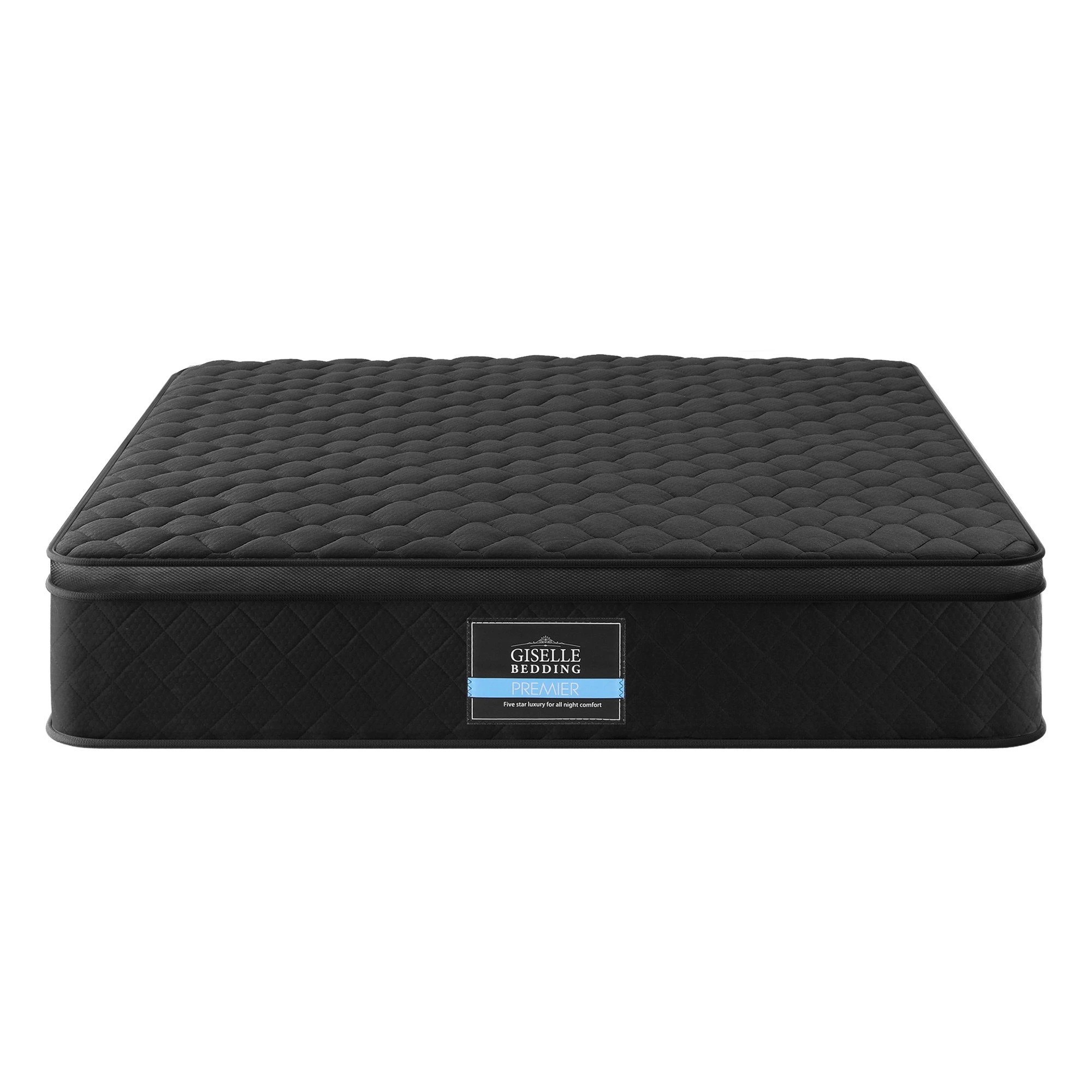 1 Giselle Bedding Double Mattress 34cm Euro Top with 5-Zone Pocket Spring Support - Double Bed - Black, 1 of 3