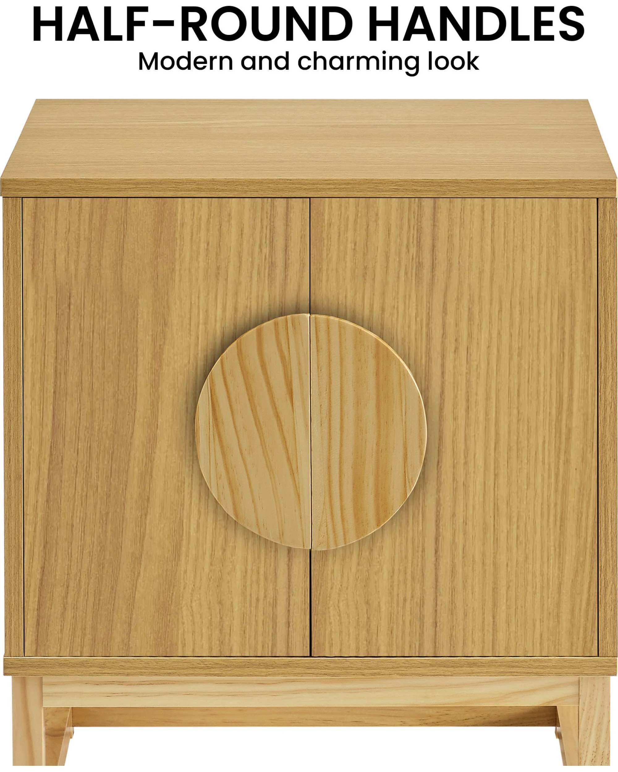 3 Sarantino Luca Bedside Table Split Door Night Stand Bed Side - Natural, 3 of 5