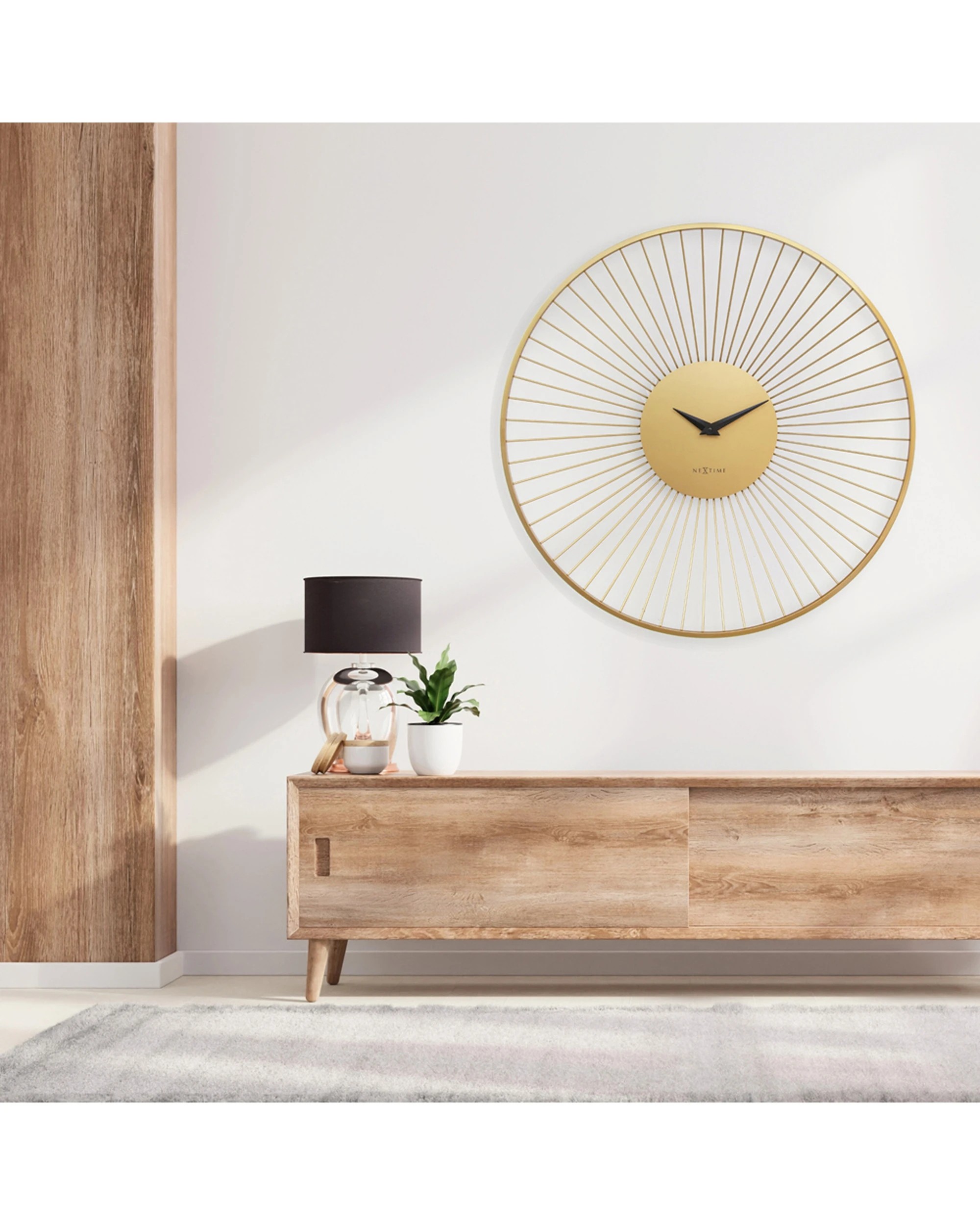 3 NeXtime Vasco Silent Analog Round Wall Clock Geometric Design 80cm - Gold, 3 of 3