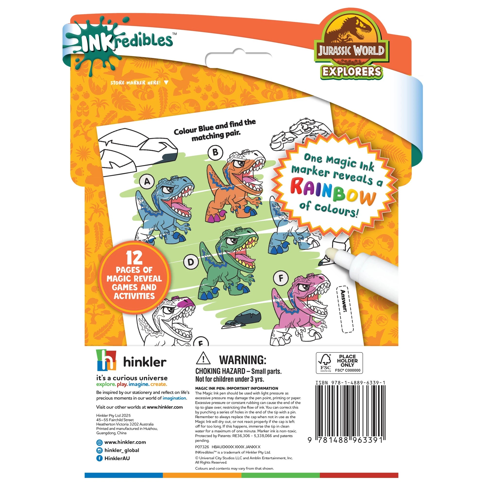 2 INKredibles Jurassic World Explorers Mess Free Magic Ink Pictures! - Book, 2 of 5