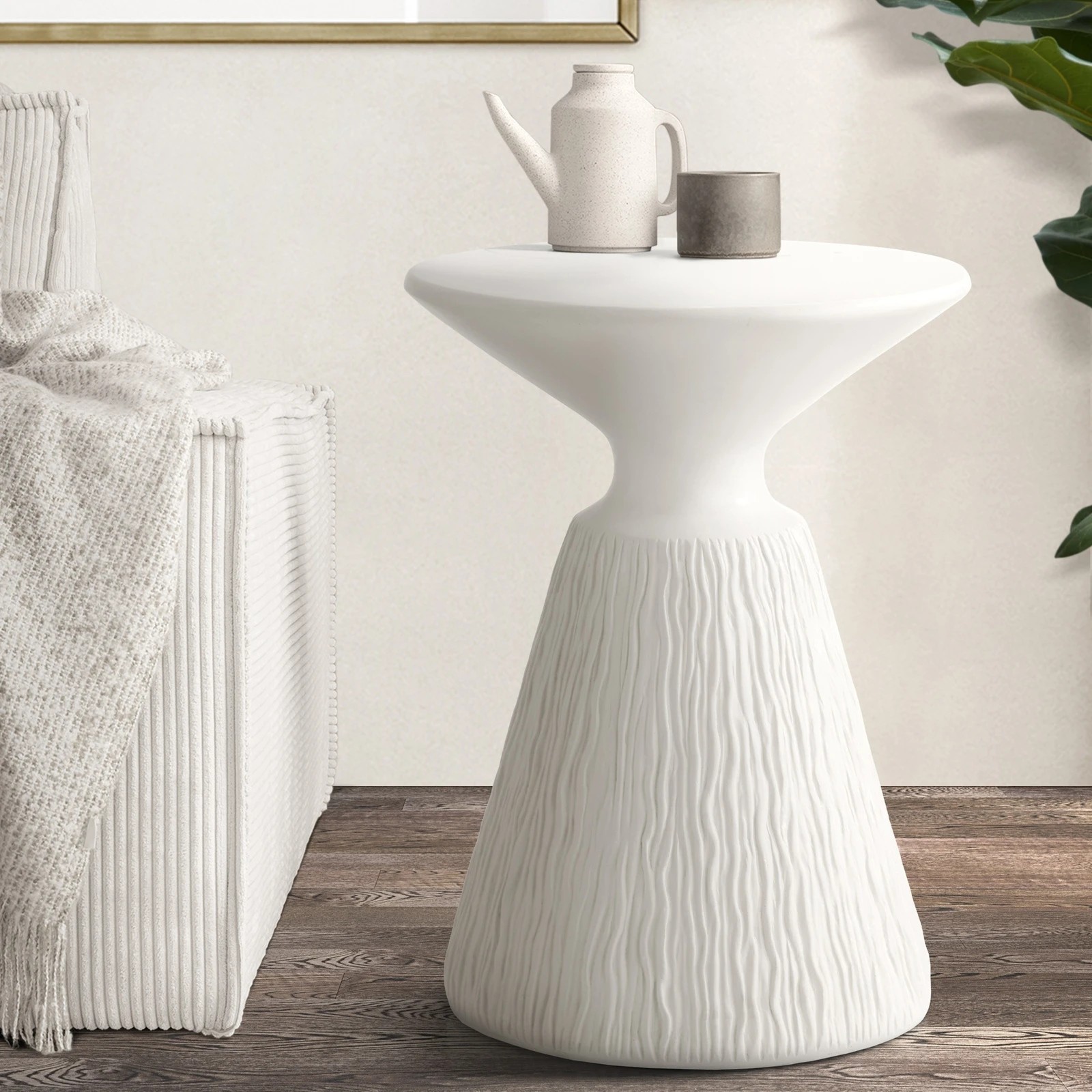 2 Oikiture Side Table Coffee Bedside End Stool Stand Stone Indoor Outdoor
 - White, 2 of 8