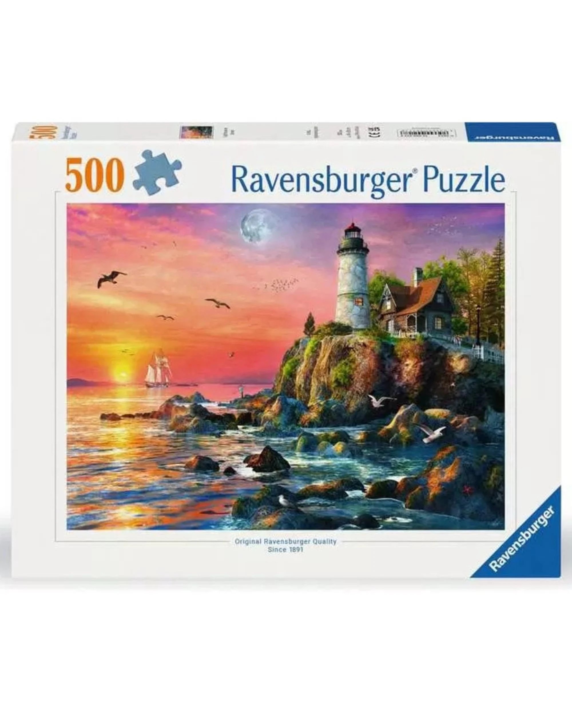 1 Ravensburger Lighthouse at Sunset 500 Piece Jigsaw Puzzle, 1 of 2