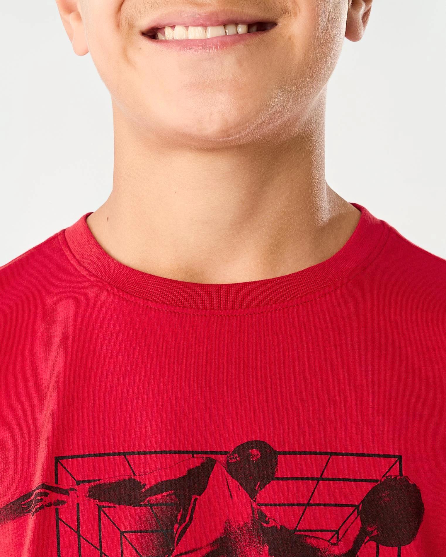 6 Short Sleeve Knit Pyjama Set Red Bball, 6 of 10