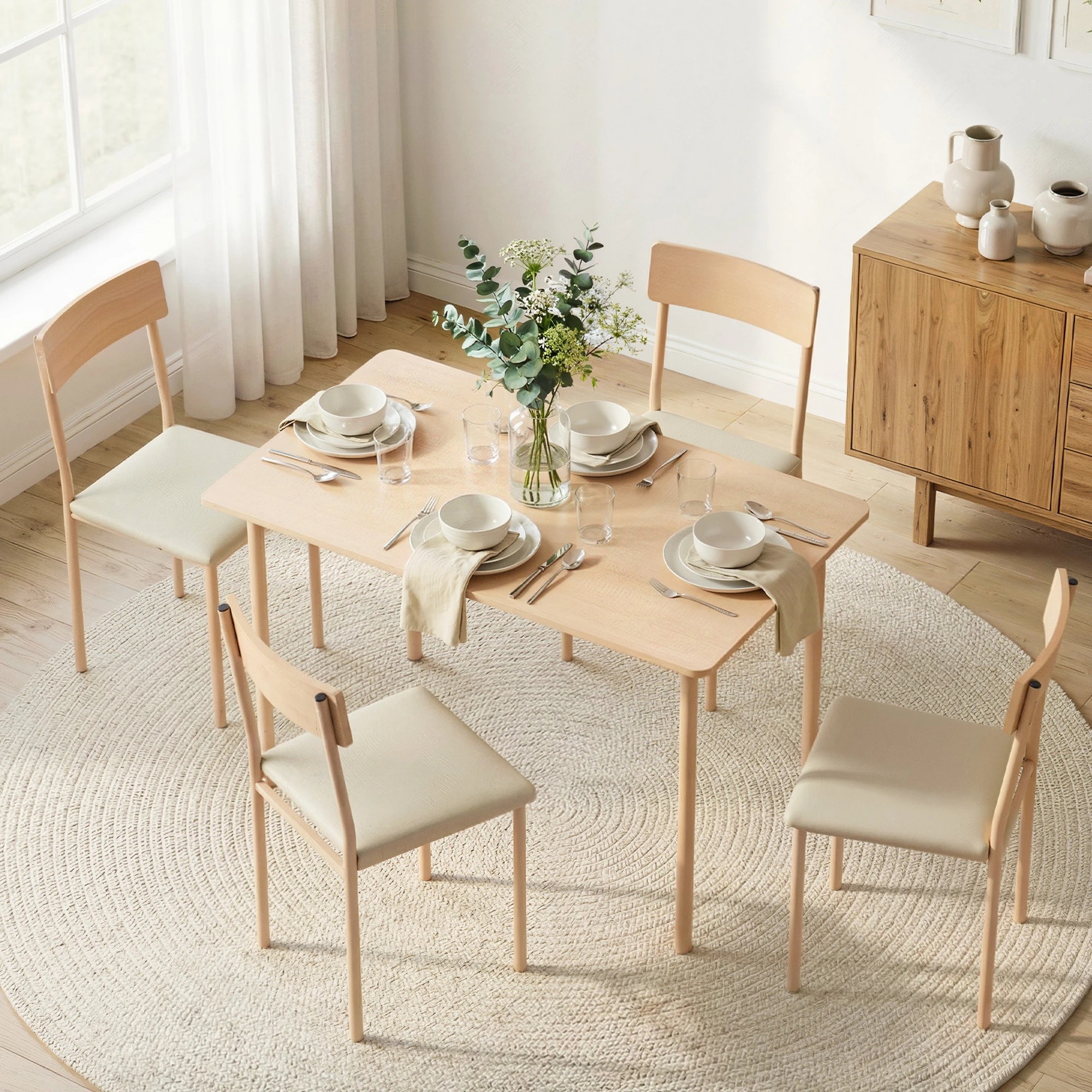 6 Artiss Dining Table and Chairs Set of 5 Compact Kitchen Furniture - Natural, 6 of 6