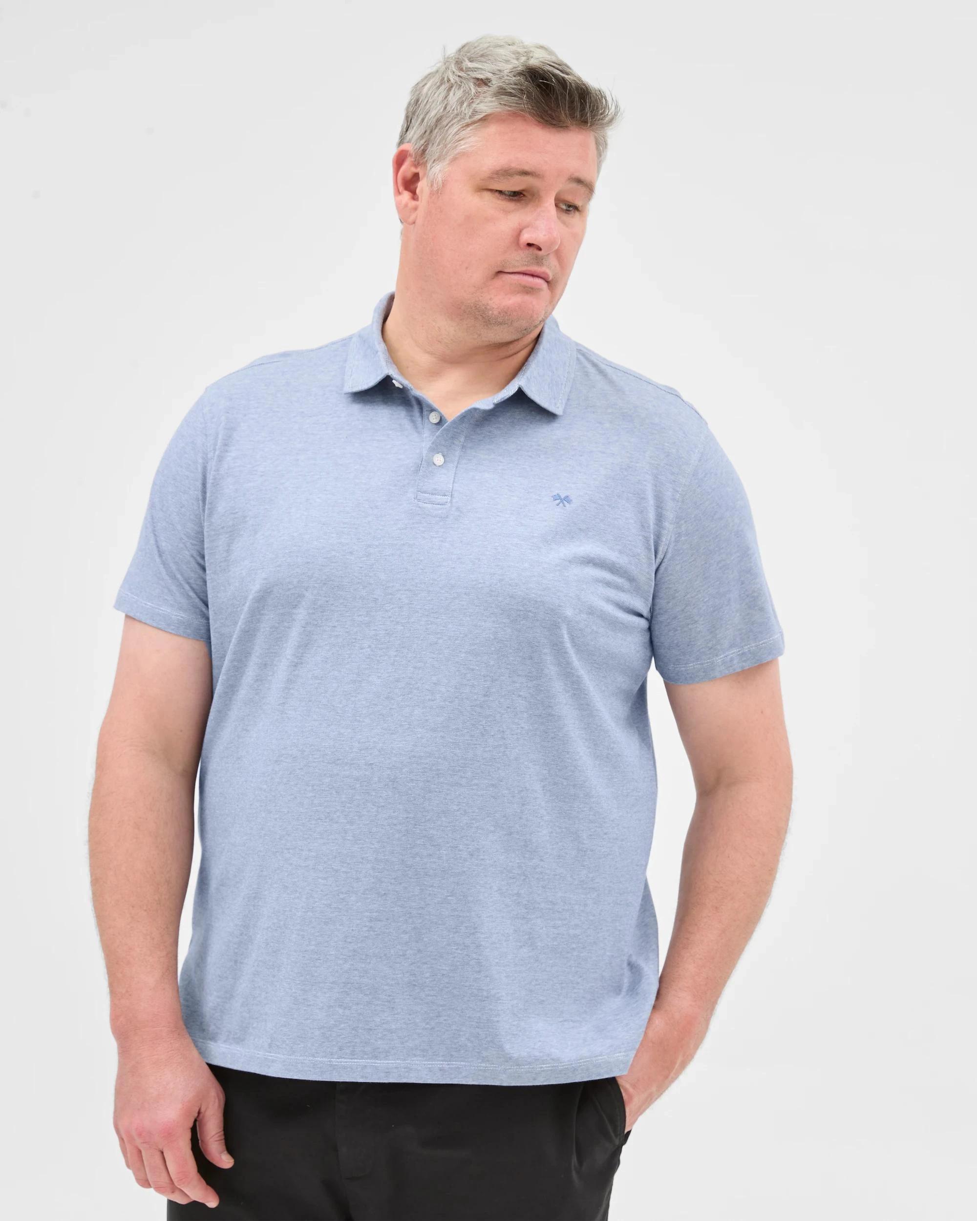 1 Target Plus Size Australian Cotton Microstripe Polo Top BLUE, 1 of 5