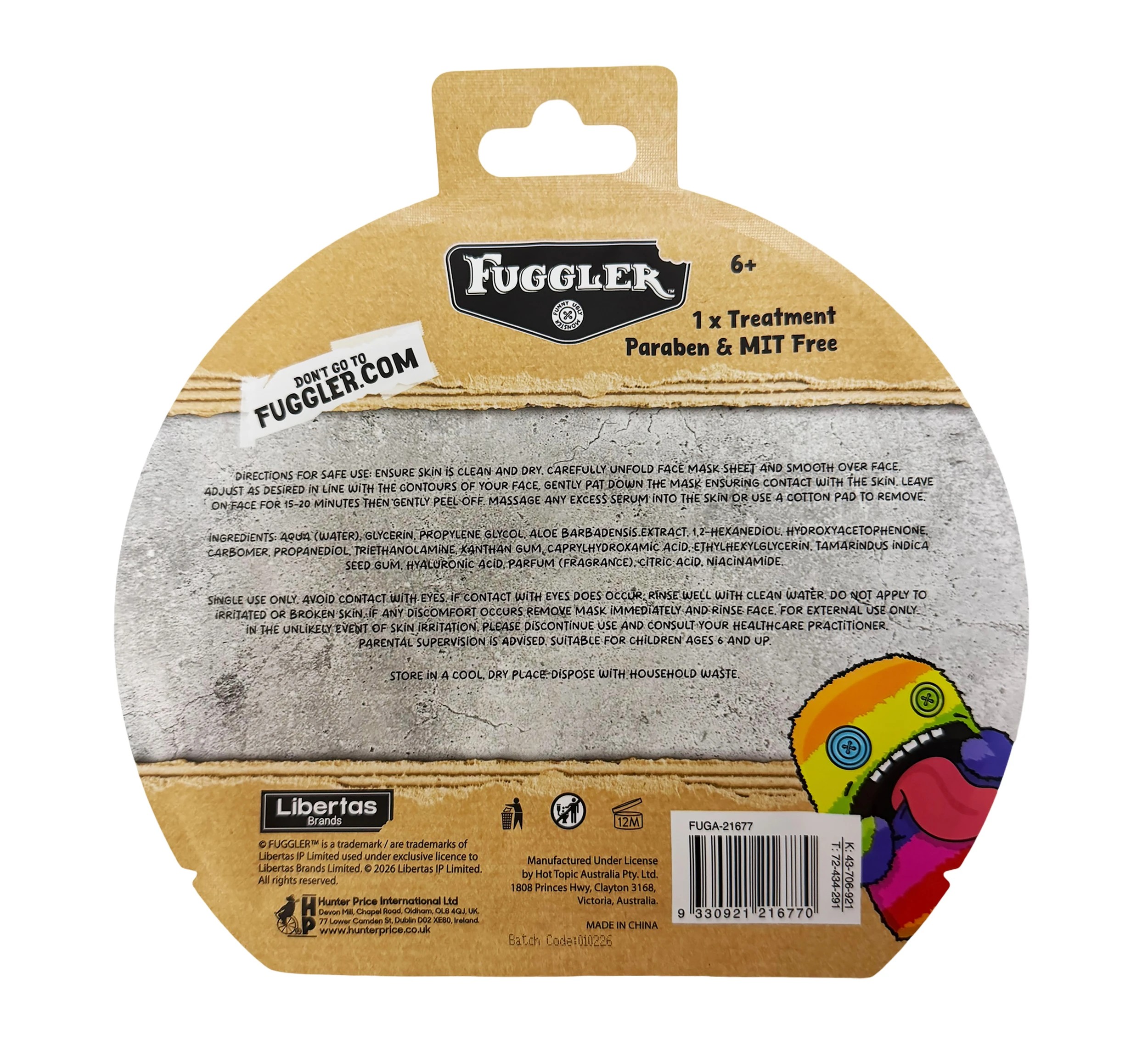 2 Fuggler Hydrating Rainbow Face Sheet Mask - Blueberry Scented, 2 of 2