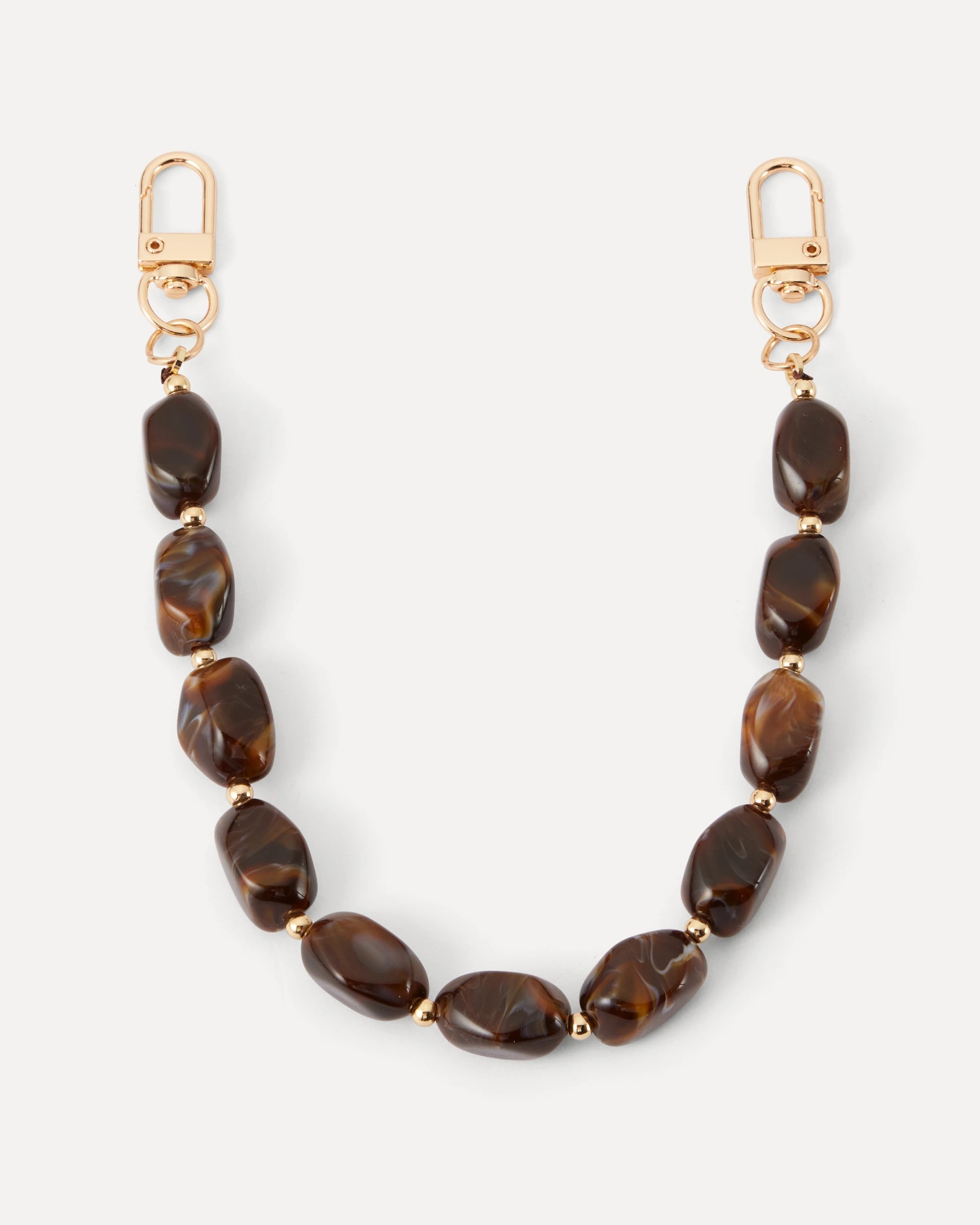 2 Bead Chain Charm Keyring - Brown and Gold Tone, 2 of 4