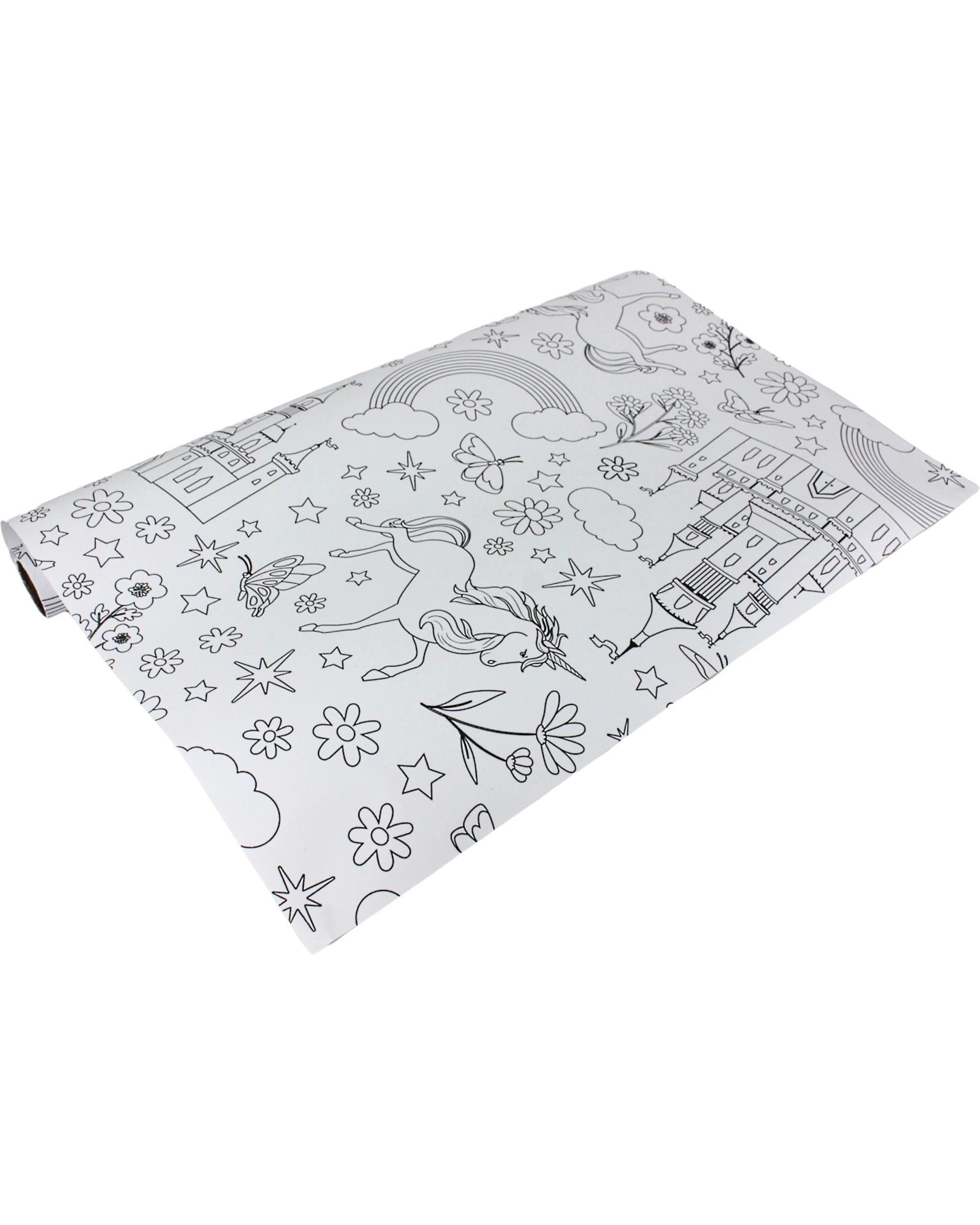 1 Artwrap Mystical Unicorn Colour In Paper Table Runner 1.8m - Black and White, 1 of 3