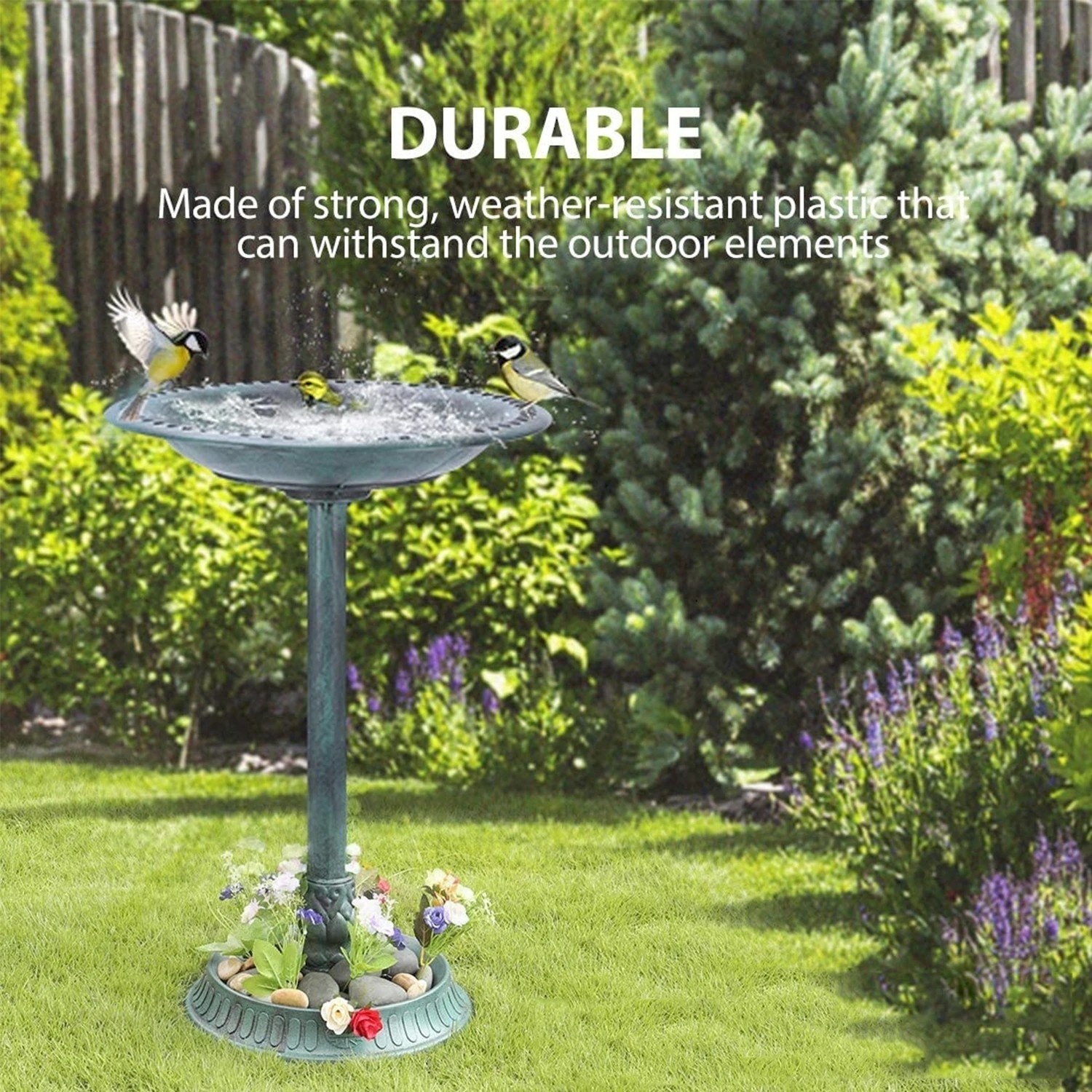4 Petbro Birdbath Water Bowl Bird Bath Feeder Station Outdoor Pedestal Garden Decor Art, 4 of 10