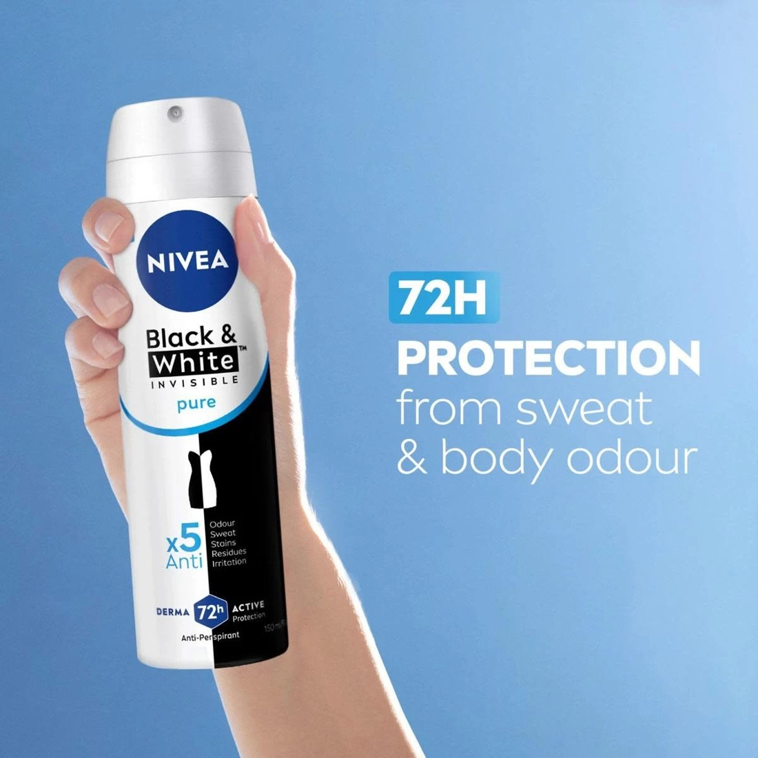 3 Nivea Invisible For Black & White Pure Anti-Perspirant Deodorant 150ml, 3 of 8