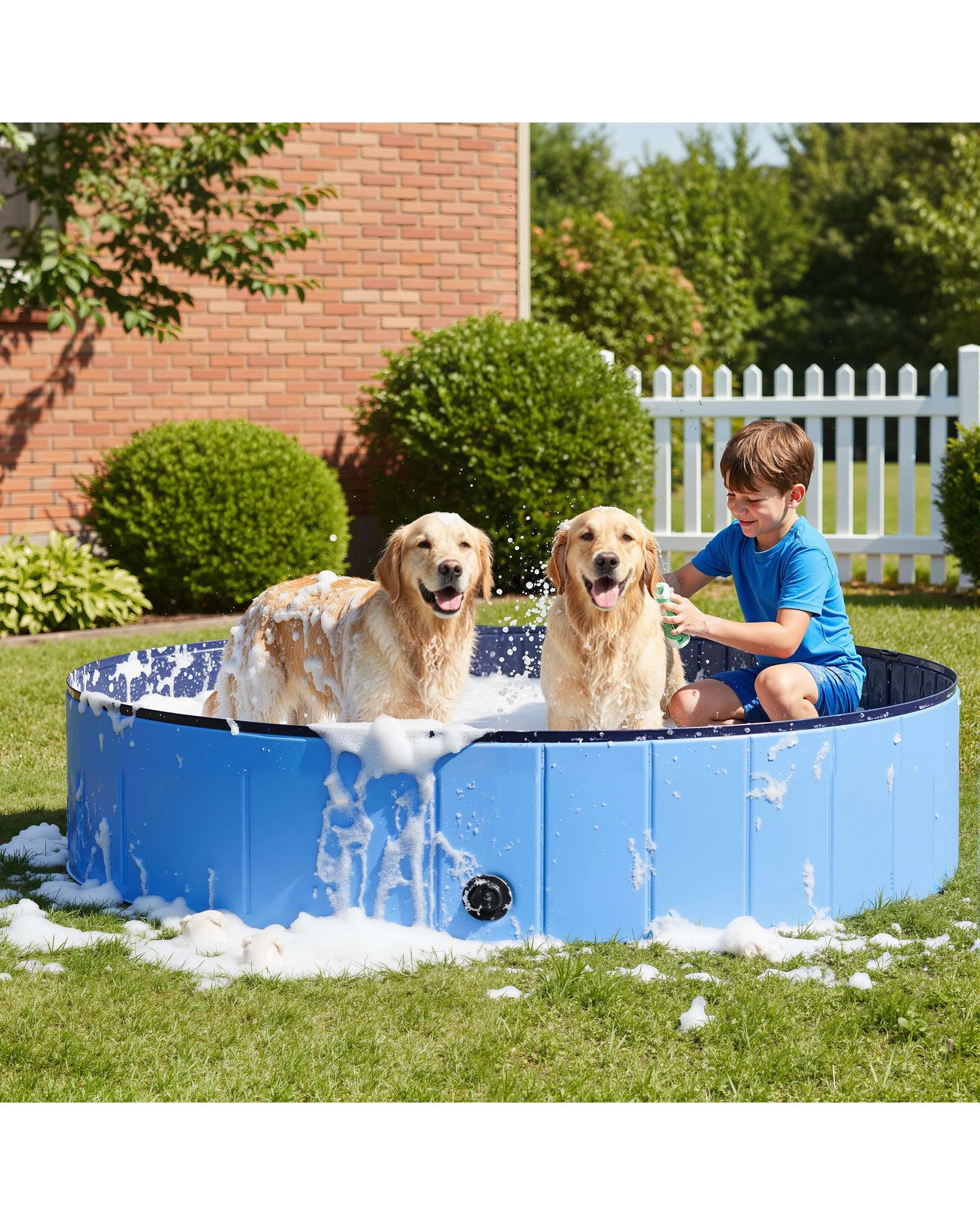 3 Advwin Foldable Dog Pool 160x30cm, Portable PVC Pet Swimming Pool & Bath Tub, 3 of 8