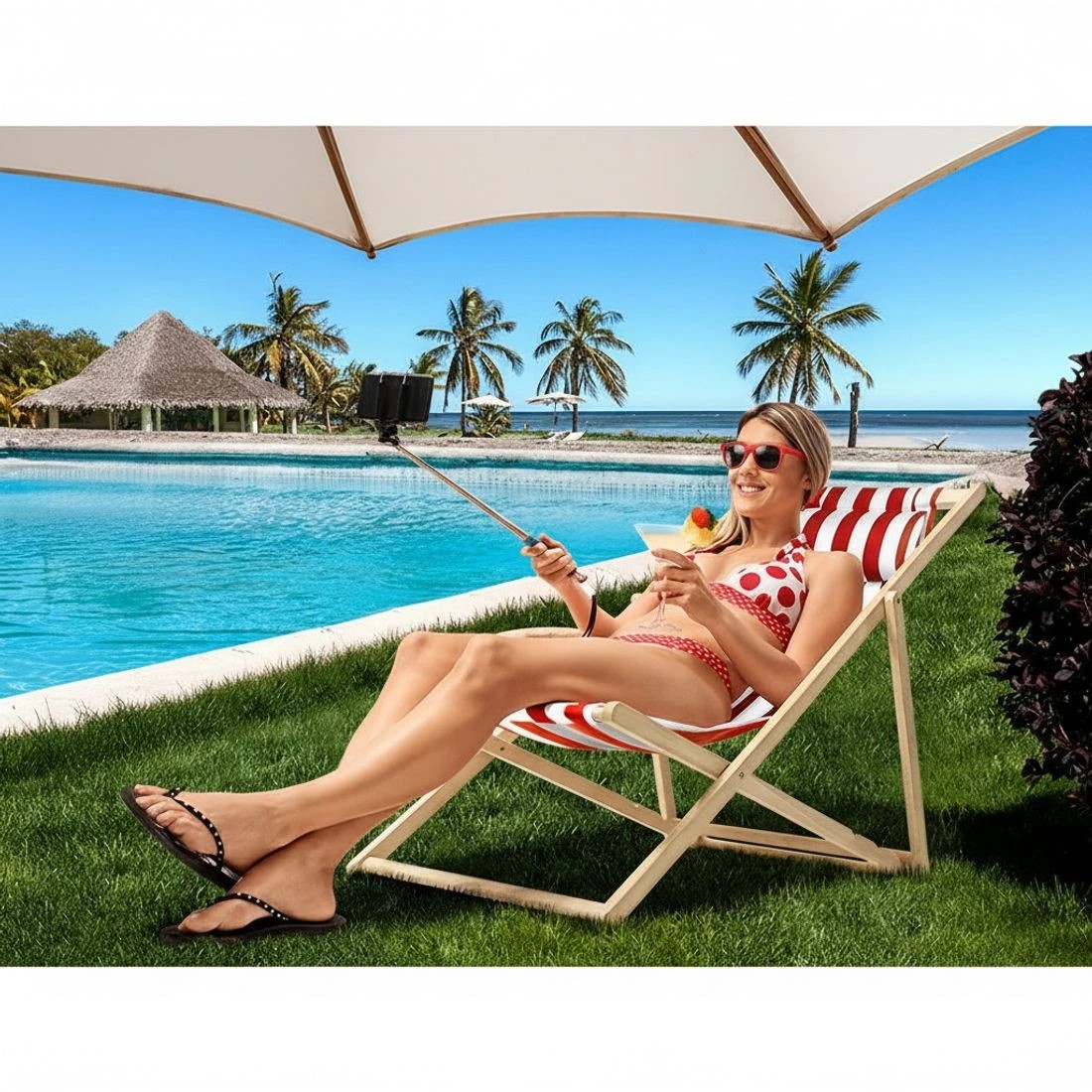 3 Gardeon Outdoor Deck Chair Wooden Sun Lounge Folding Beach Patio Furniture - Red, 3 of 6