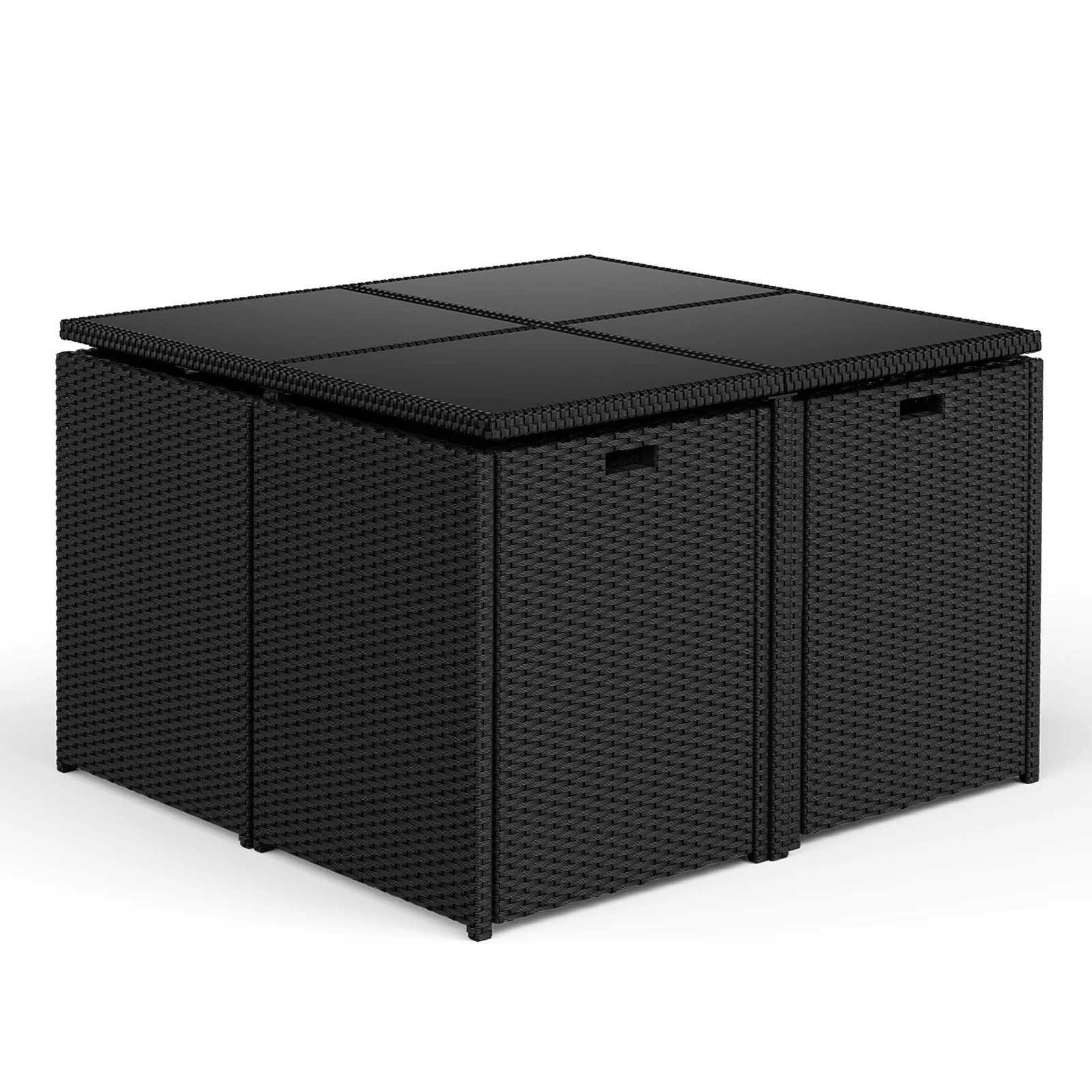 7 Alfordson Outdoor Dining Set 5 PCS Table Chairs Patio Lounge Wicker Furniture - Black, 7 of 10