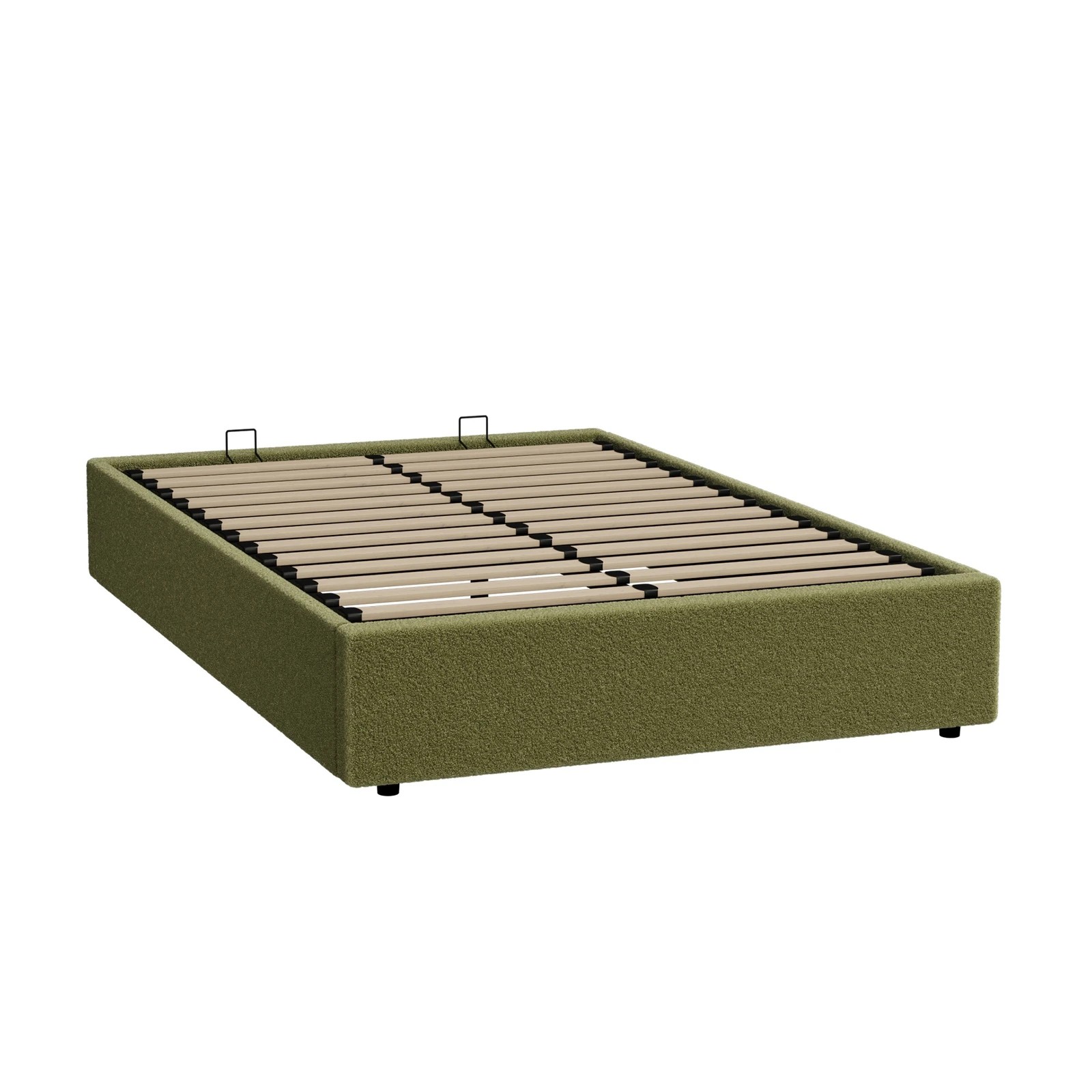 7 Oikiture Bed Frame Double Size Gas Lift Base with Storage Boucle - Green, 7 of 8