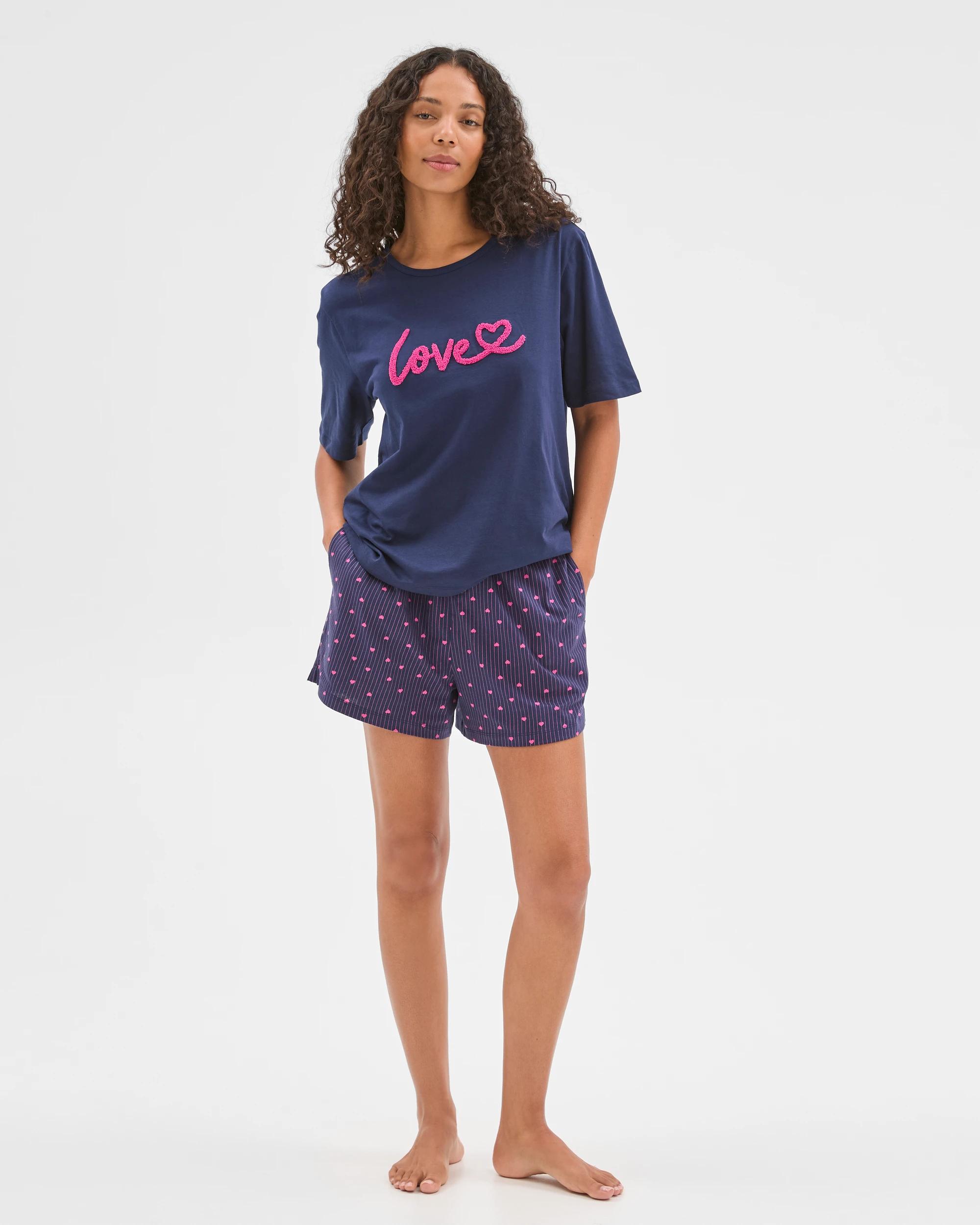 3 Target Woman Australian Cotton Sleep Shorts NAVY HEART, 3 of 6