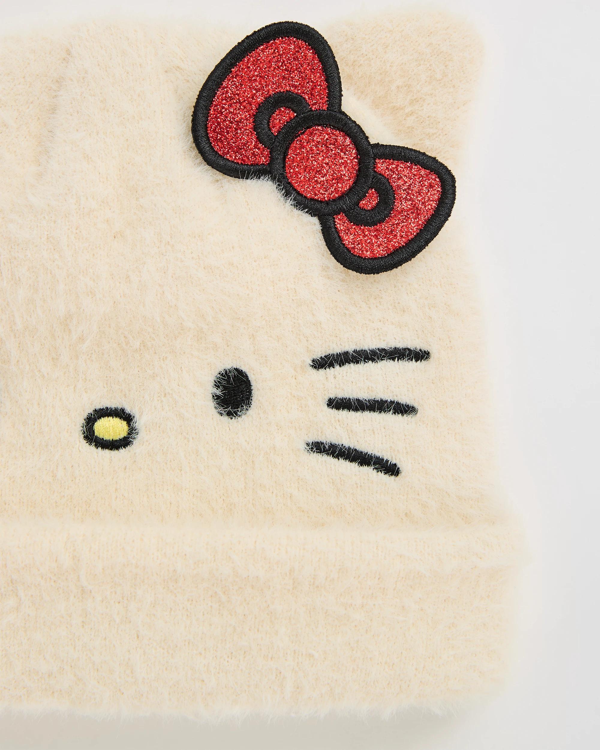 2 Hello Kitty Fluffy Beanie WHITE, 2 of 3